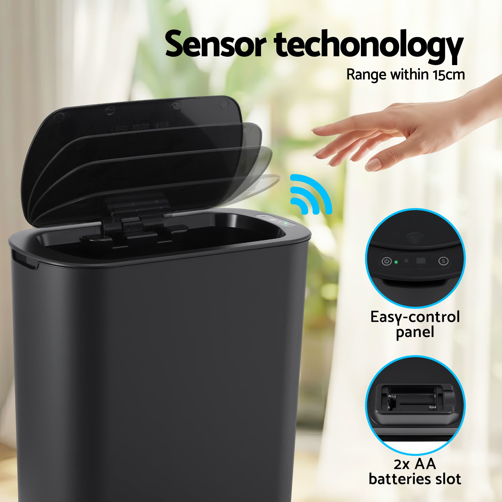 Devanti Automatic Trash Bin with Lid 21L Motion Sensor Kitchen Bin Touchless