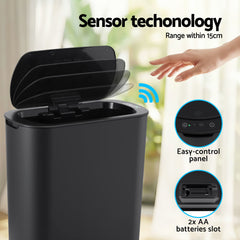 Devanti Automatic Trash Bin with Lid 21L Motion Sensor Kitchen Bin Touchless