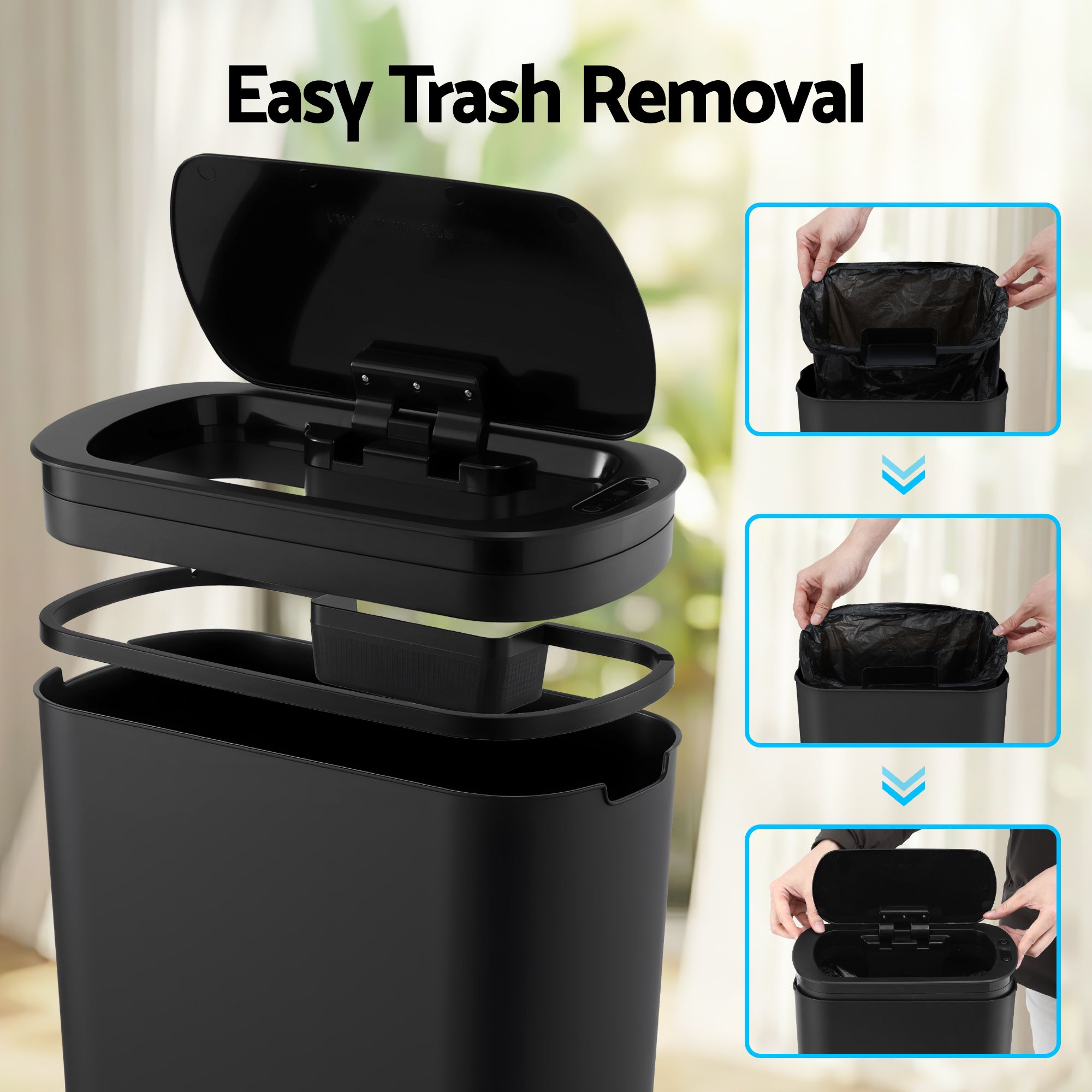 Devanti Automatic Trash Bin with Lid 21L Motion Sensor Kitchen Bin Touchless