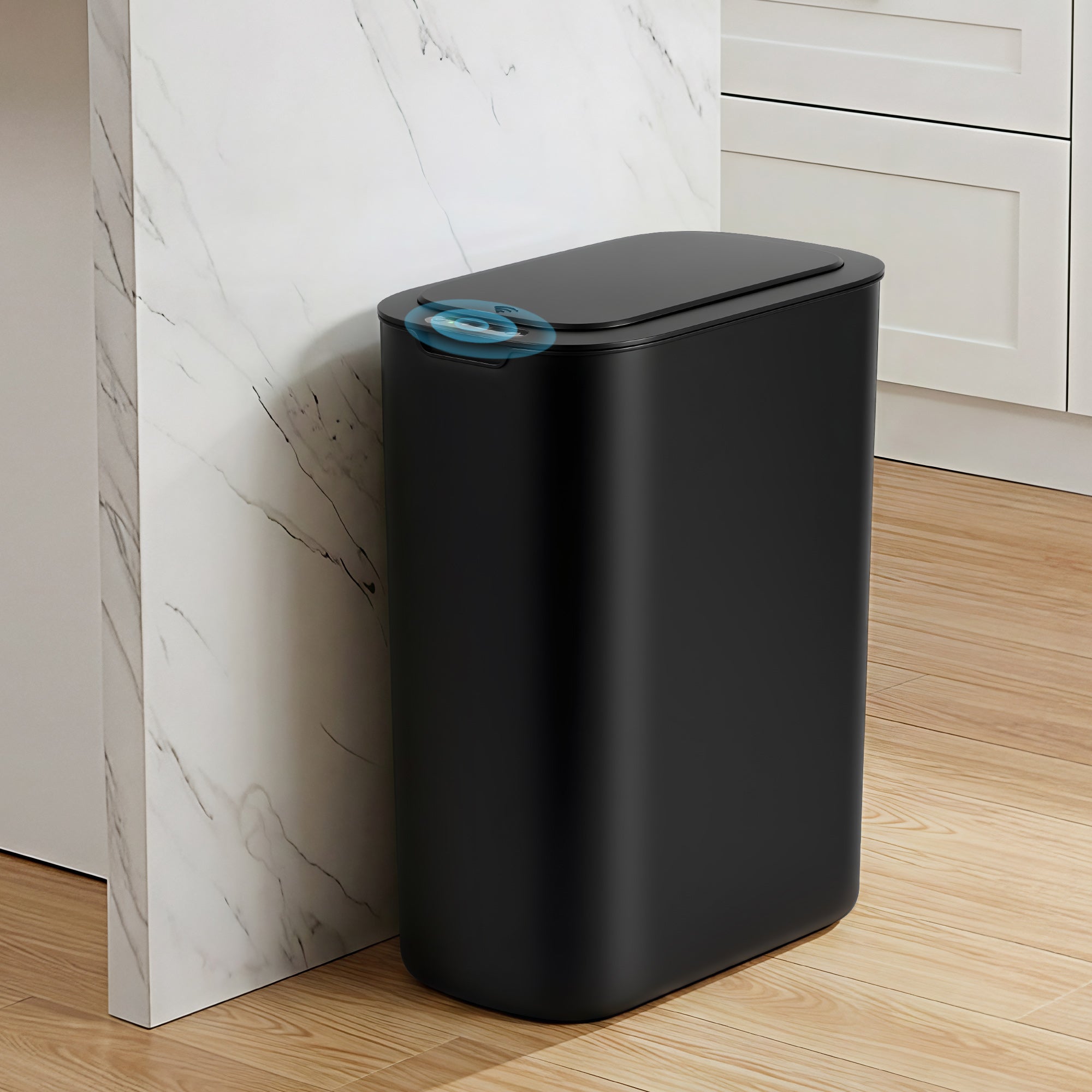 Devanti Automatic Trash Bin with Lid 25L Motion Sensor Kitchen Bin Touchless Garbage Can Plastic Slim Rubbish Bin with Liner Holder for Kitchen, Home,
