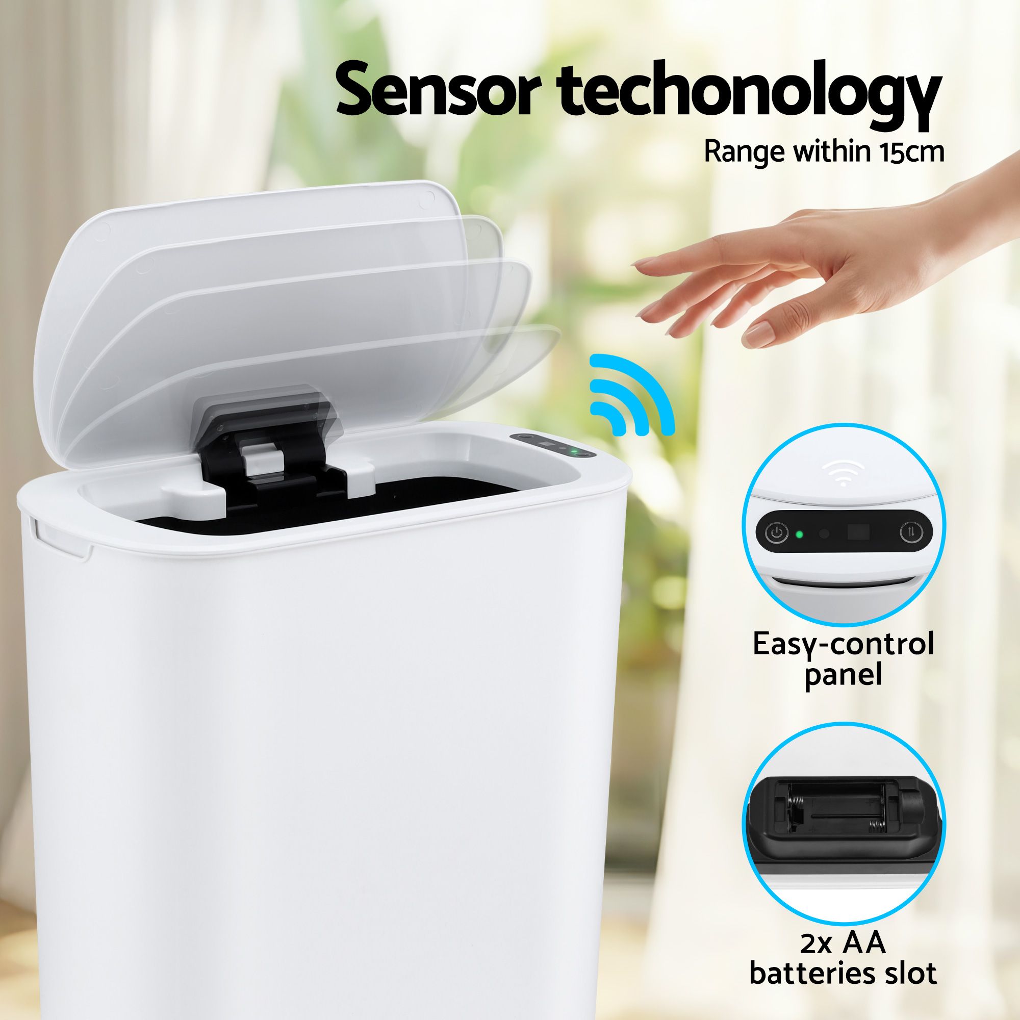Devanti Automatic Trash Bin with Lid 21L Motion Sensor Kitchen Bin Touchless