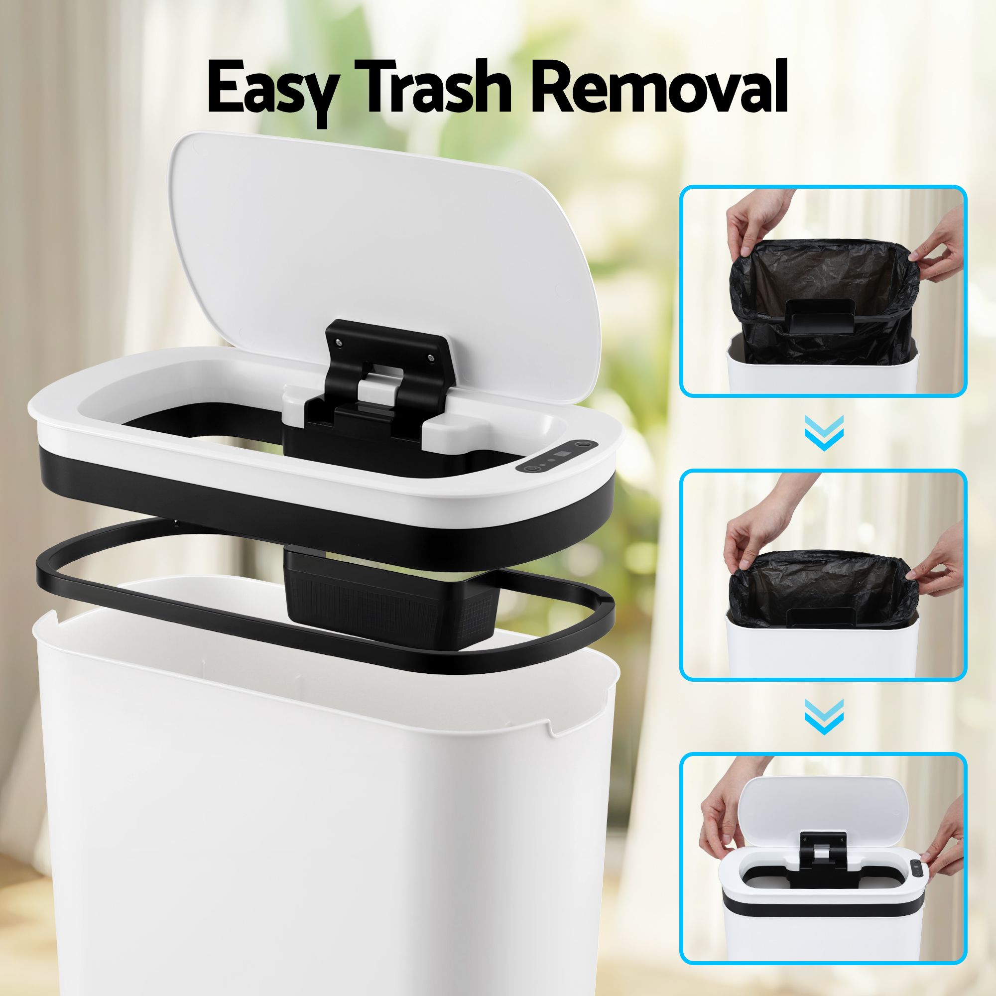 Devanti Automatic Trash Bin with Lid 21L Motion Sensor Kitchen Bin Touchless