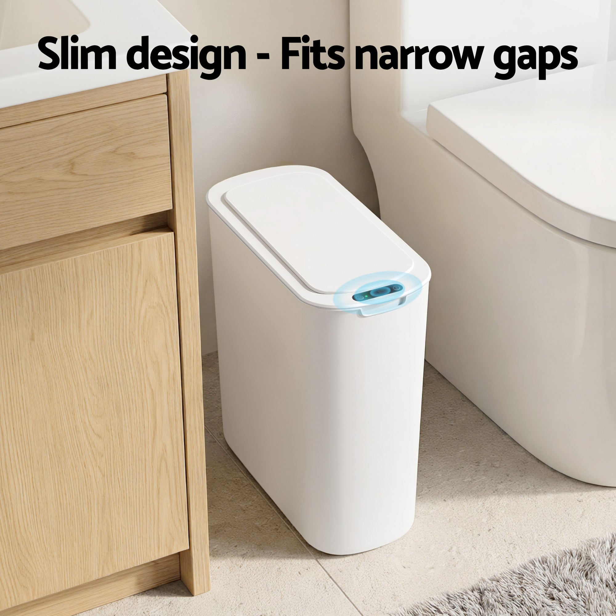Devanti Automatic Trash Bin with Lid 25L Motion Sensor Kitchen Bin Touchless Garbage Can Plastic Slim Rubbish Bin with Liner Holder for Kitchen, Home,