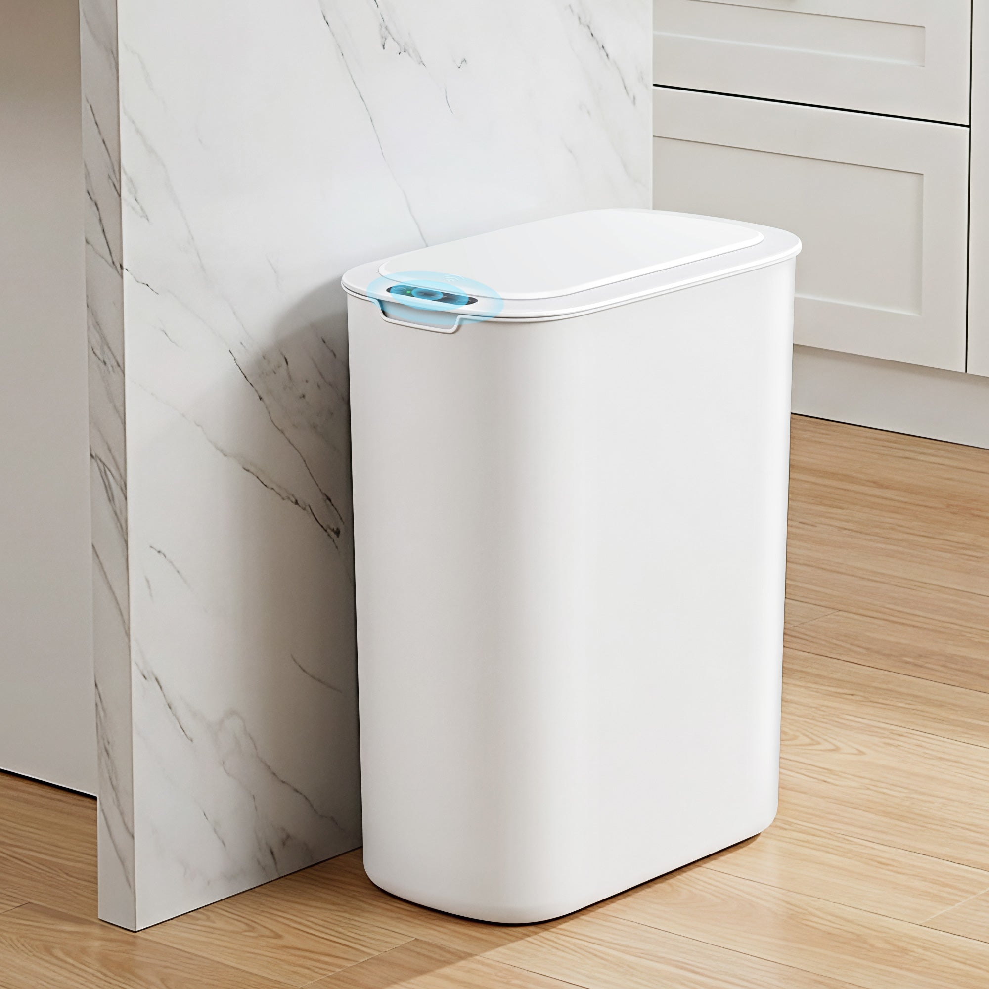 Devanti Automatic Trash Bin with Lid 25L Motion Sensor Kitchen Bin Touchless Garbage Can Plastic Slim Rubbish Bin with Liner Holder for Kitchen, Home,
