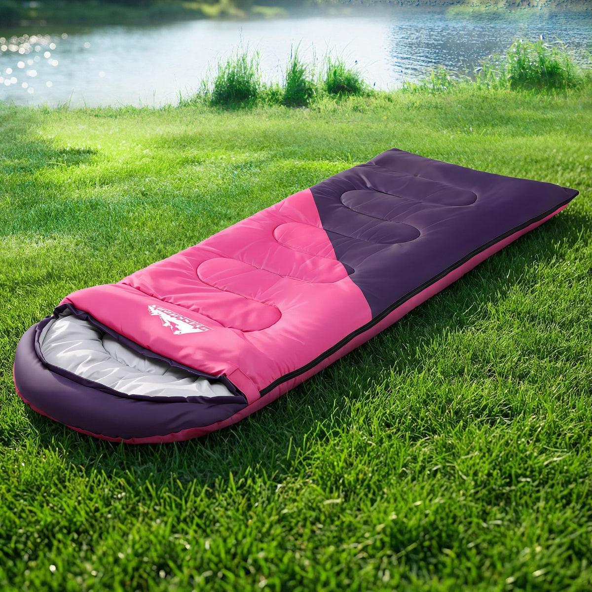 Weisshorn Sleeping Bag Single 213cm Thermal Camping Hiking Pink - Free Delivery
