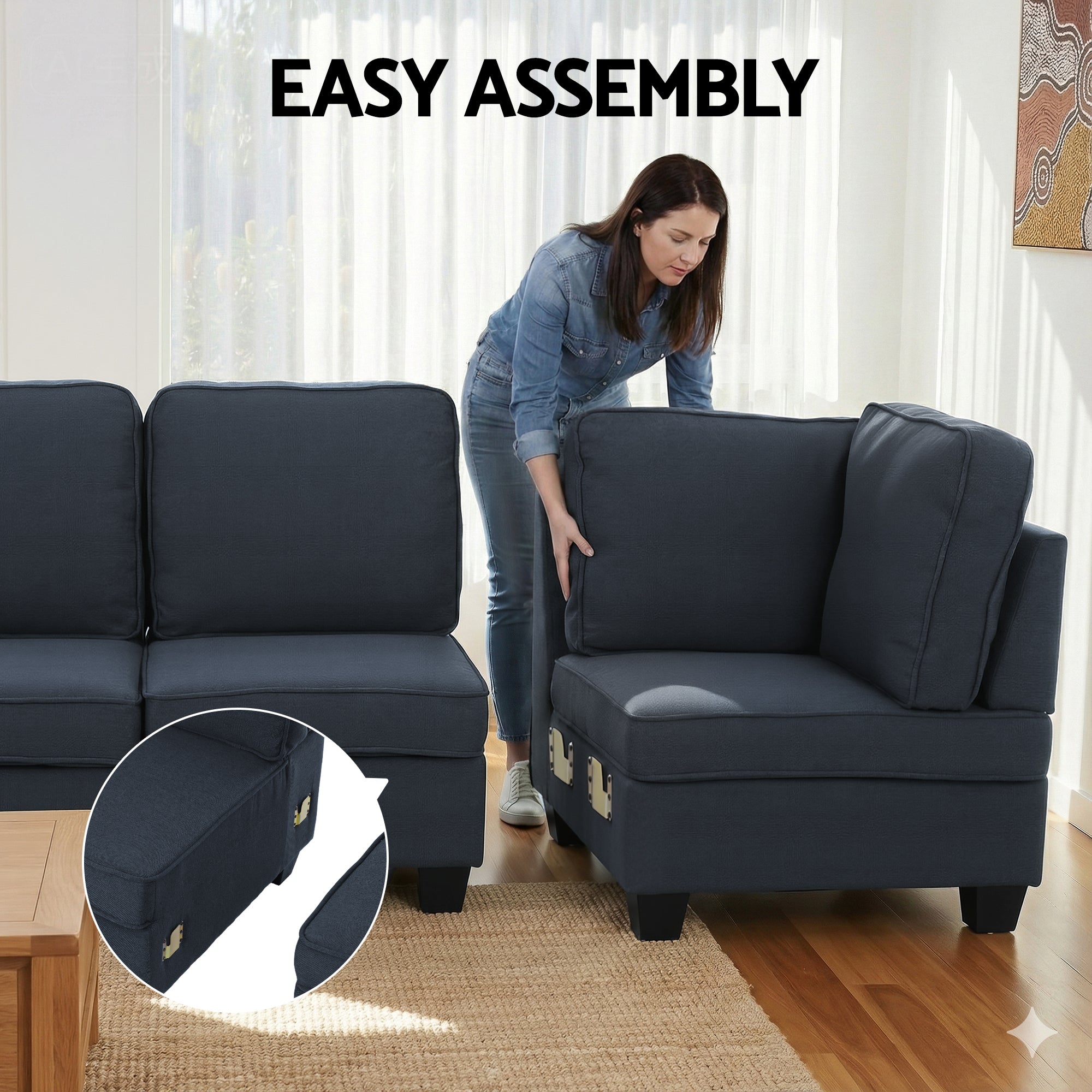 Artiss Modular Sofa Chaise Set 5-seater Dark Grey