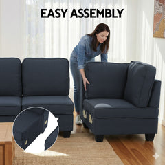Artiss Modular Sofa Chaise Set 5-seater Dark Grey