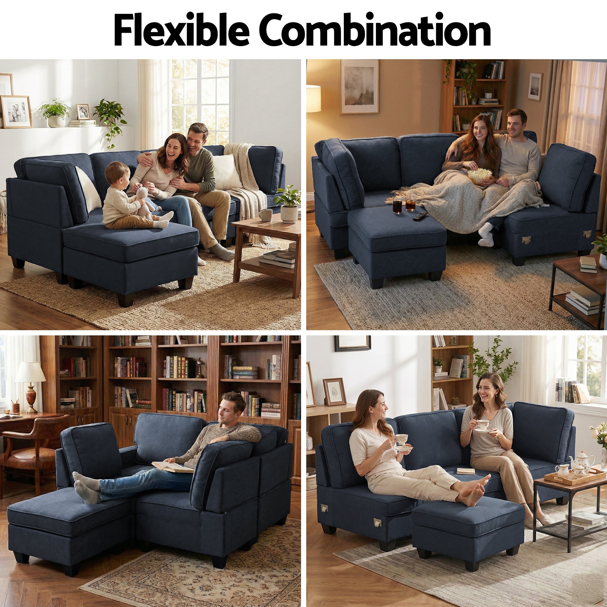 Artiss Modular Sofa Chaise Set 5-seater Dark Grey