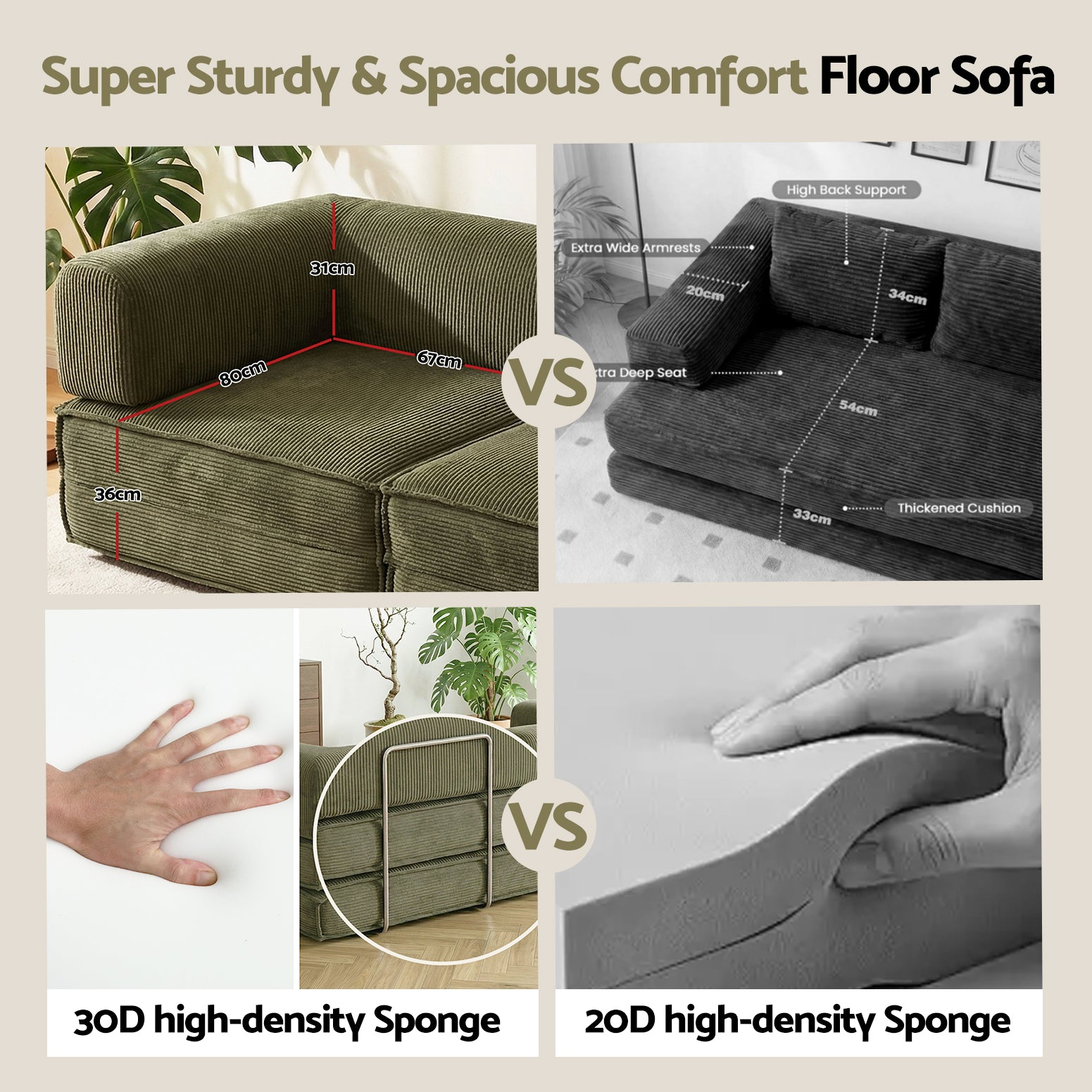 Artiss Convertible Folding Sofa Bed Green