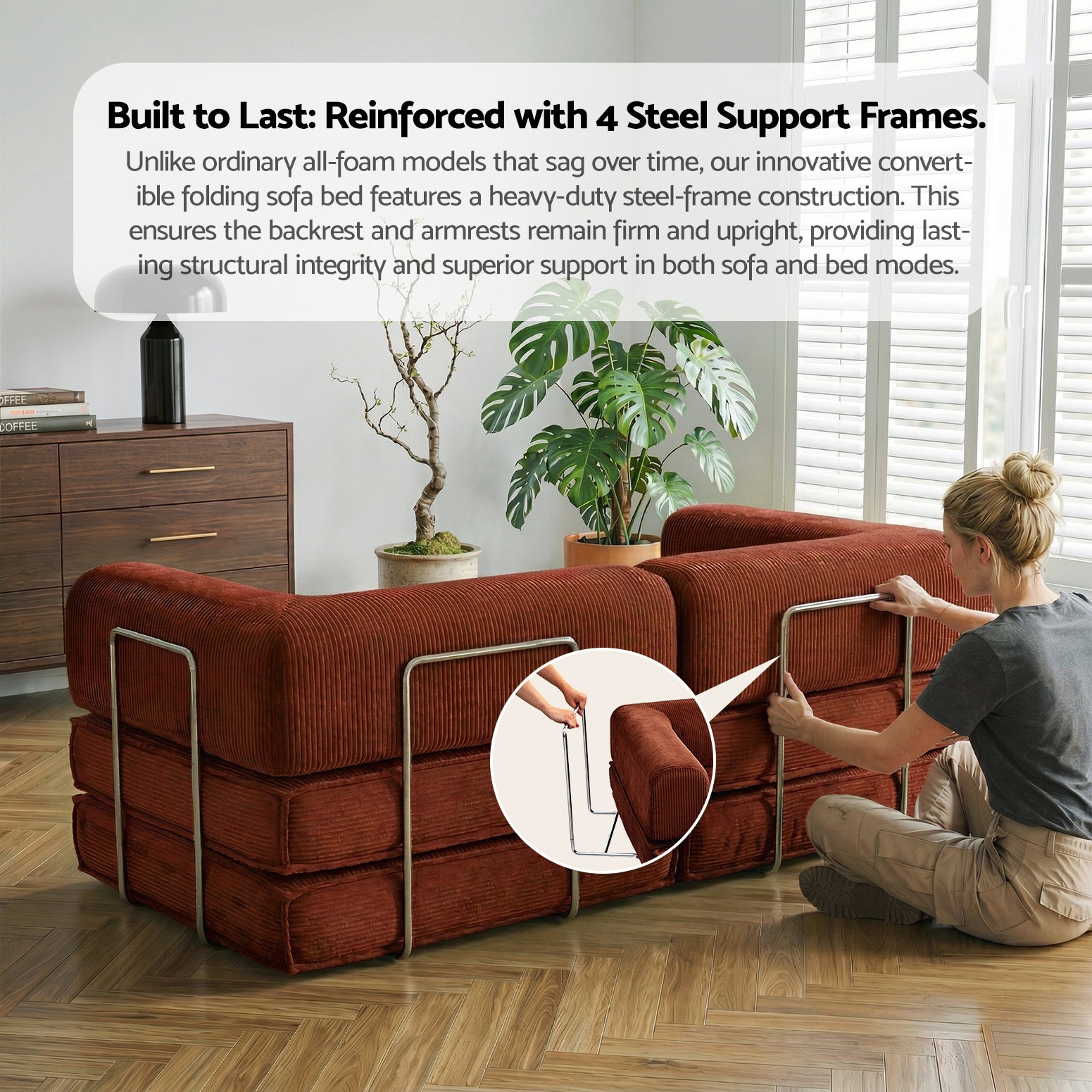 Artiss Convertible Folding Sofa Bed Orange