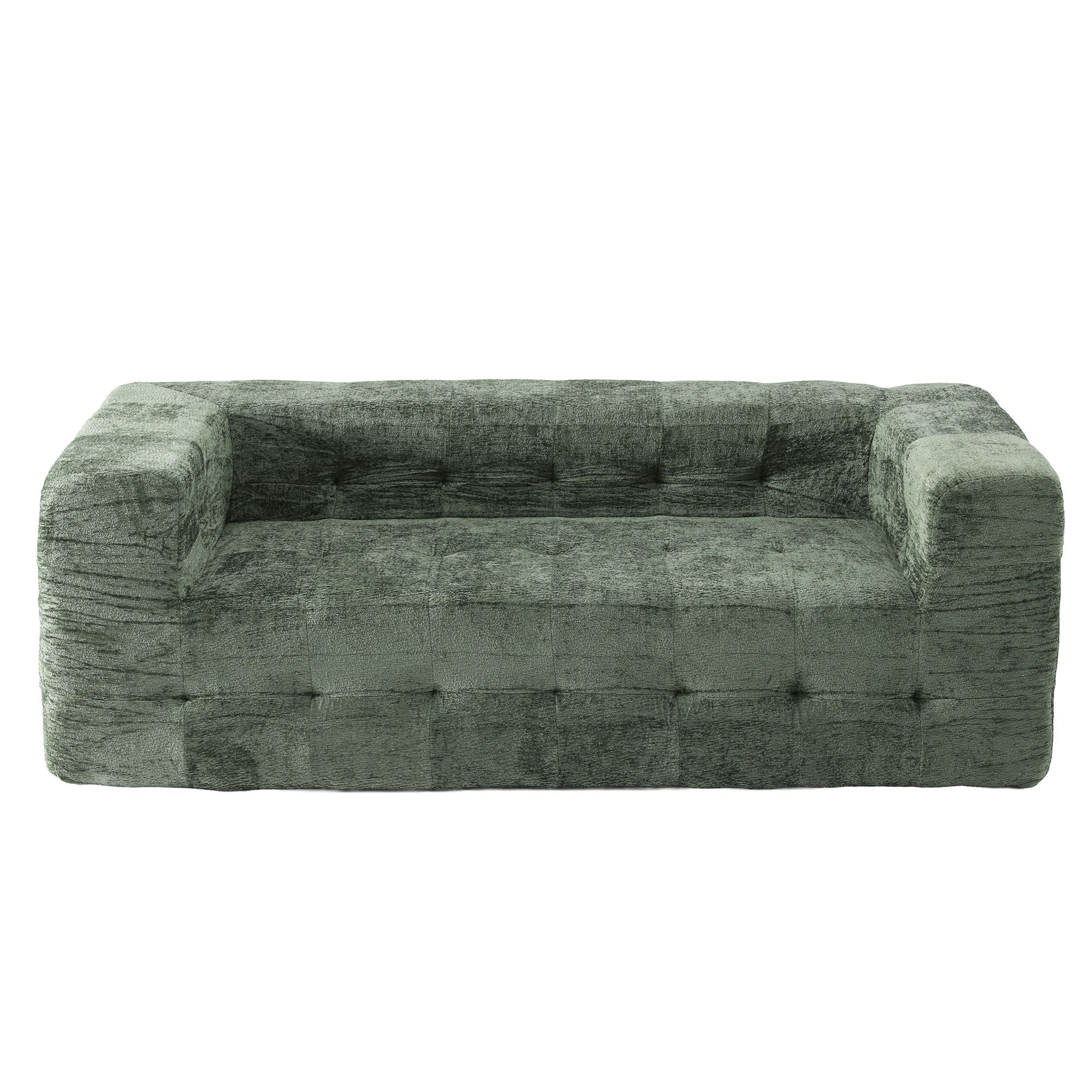 Artiss Comfort Boneless Sofa for Living Room Green Luxury Chenille