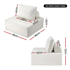 Artiss Floor Sofa Lounge Chair 5 Seater with Pillow