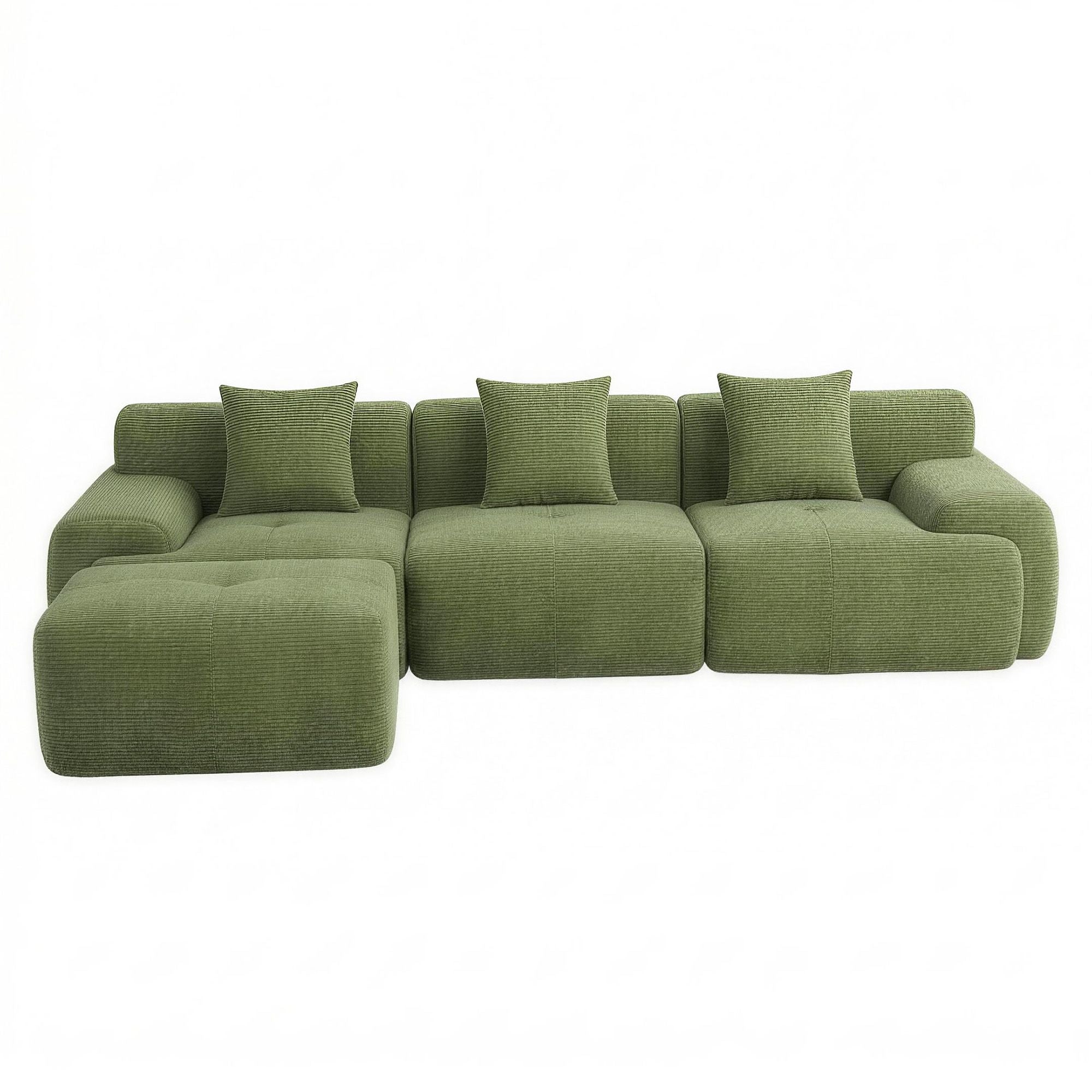 Artiss 300cm Modular Sofa Bed Comfort L-Shaped Sectional Boneless Couch Green