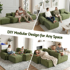 Artiss 300cm Modular Sofa Bed Comfort L-Shaped Sectional Boneless Couch Green