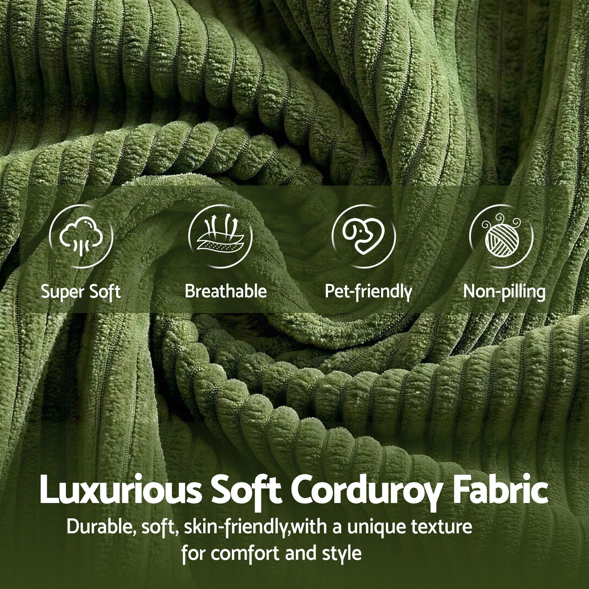 Artiss 300cm Modular Sofa Bed Comfort L-Shaped Sectional Boneless Couch Green