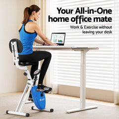 Artiss Under Desk Folding X-Bike with 140cm Automatic Standing Desk Magnetic Resistance White