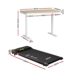 Artiss Electric Treadmill with 120cm Automatic Standing Desk Walking Pad 400mm
