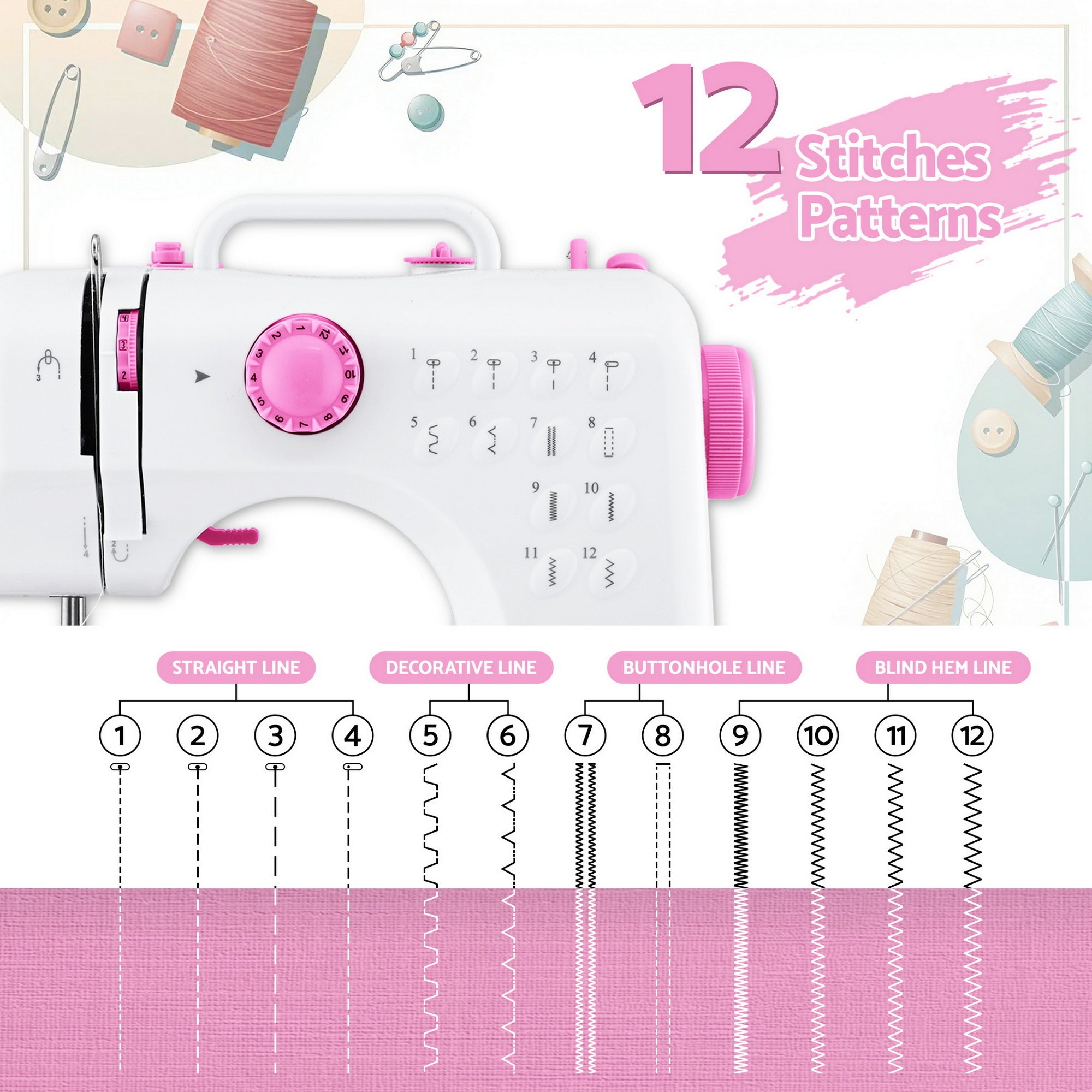 Devanti 12 Stitches Mini Sewing Machine Beginners Free Delivery