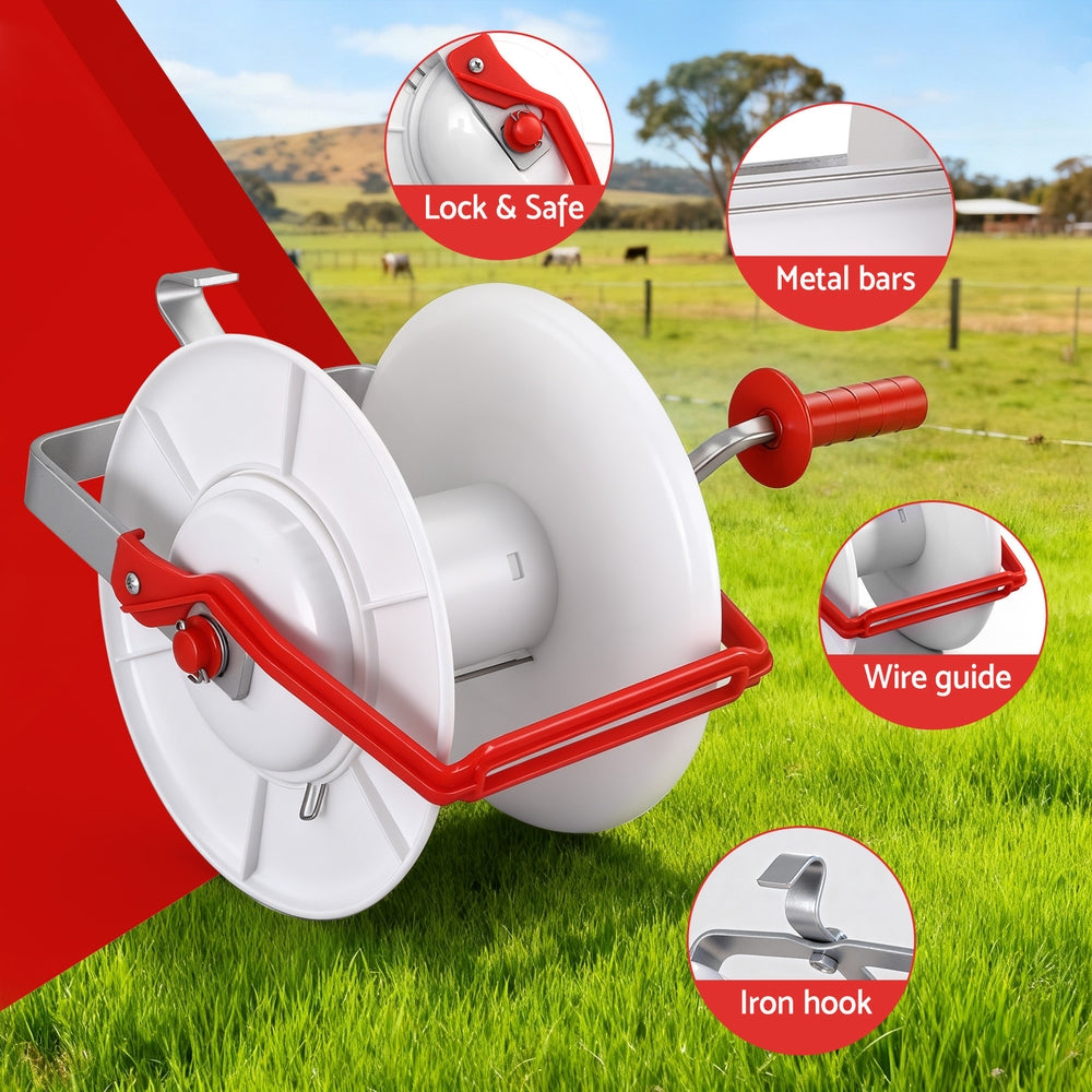 Giantz Electric Fence Reel Geared Portable Polywire Free Delivery