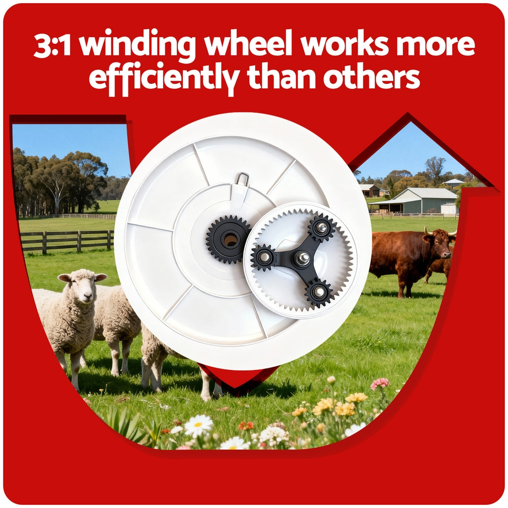Giantz Electric Fence Reel Geared Portable Polywire Free Delivery