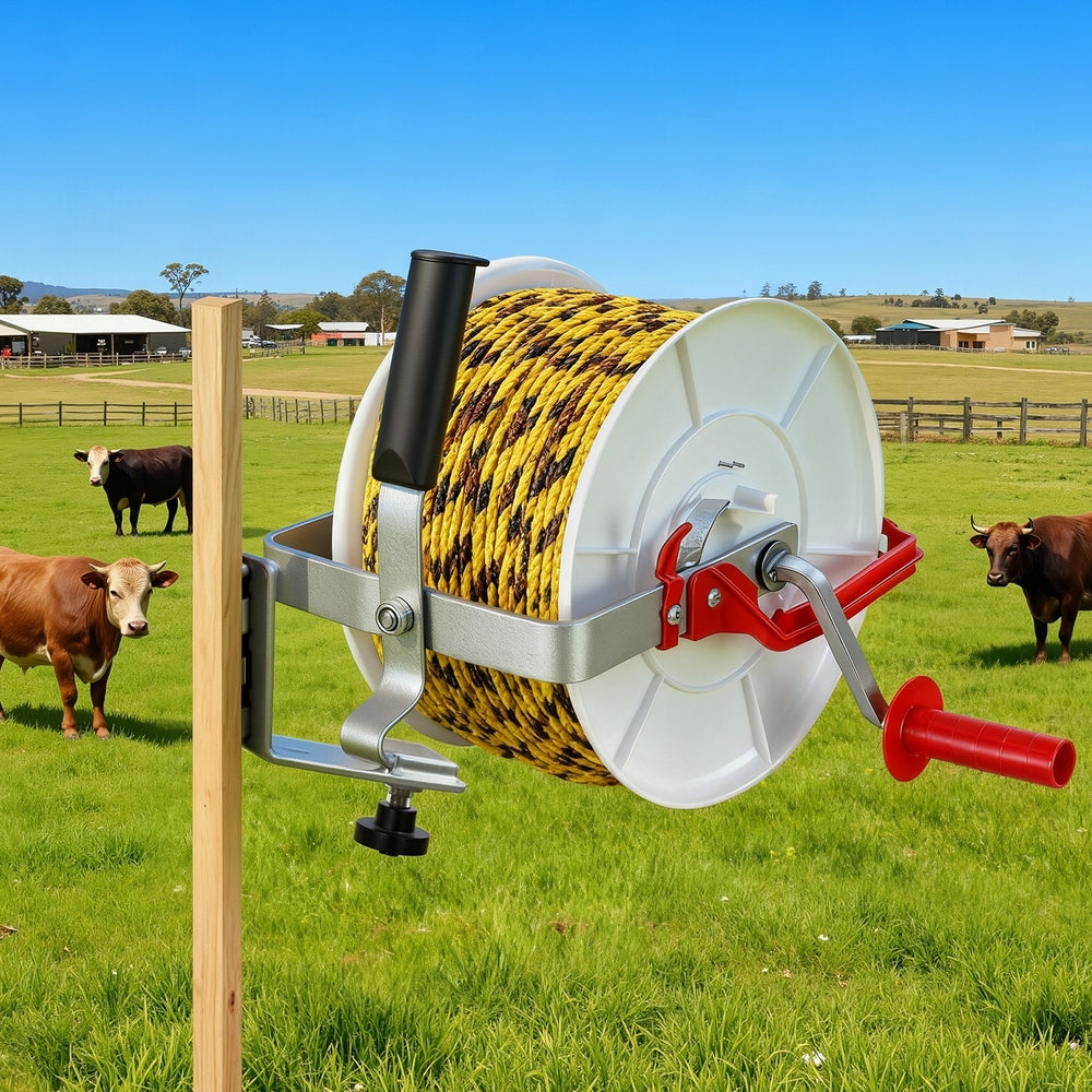 Giantz Electric Fence Reel Geared Portable Polywire Free Delivery