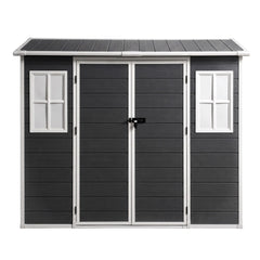 Giantz Garden Shed Resin Outdoor Storage Box 2.44x1.31M Tool Shed Backyard Black