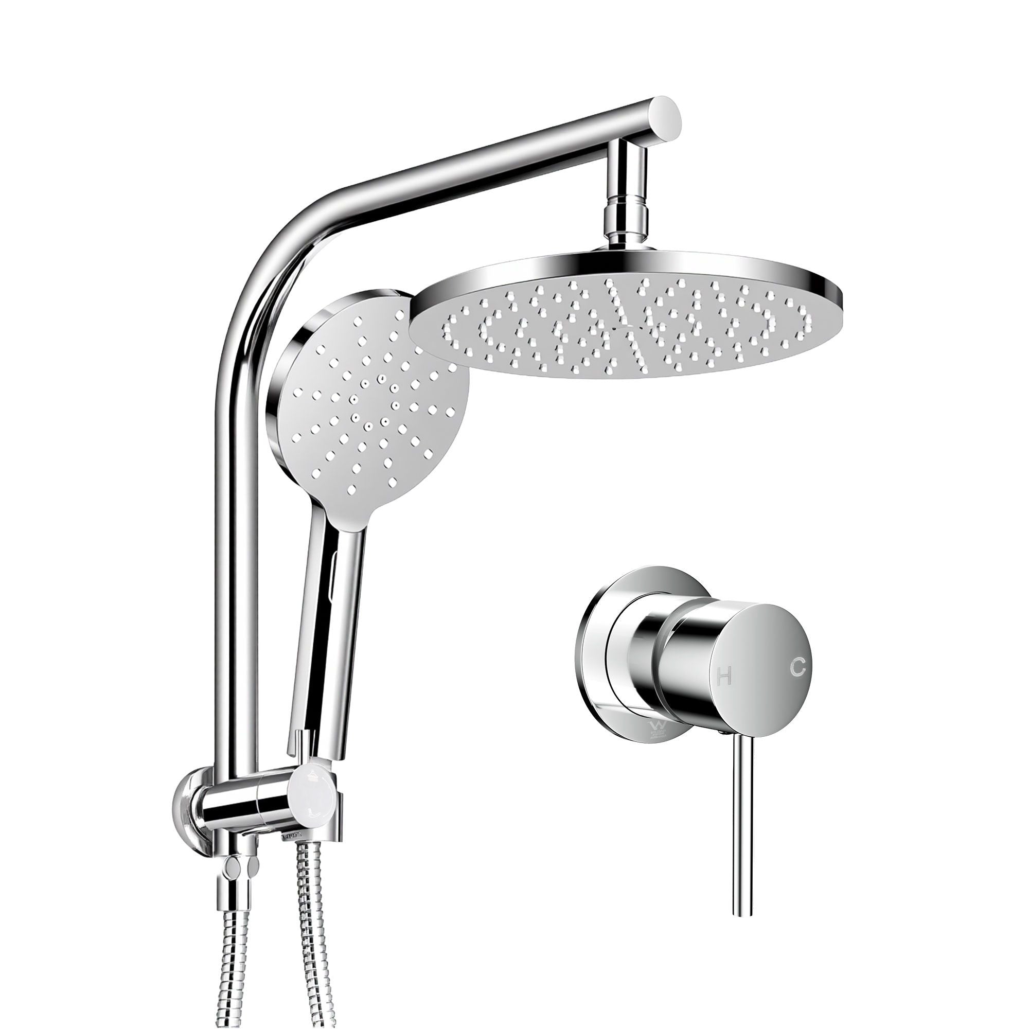 Cefito 9'' Rain Shower Head Set Handheld Round High Pressure Mixer Tap Chrome