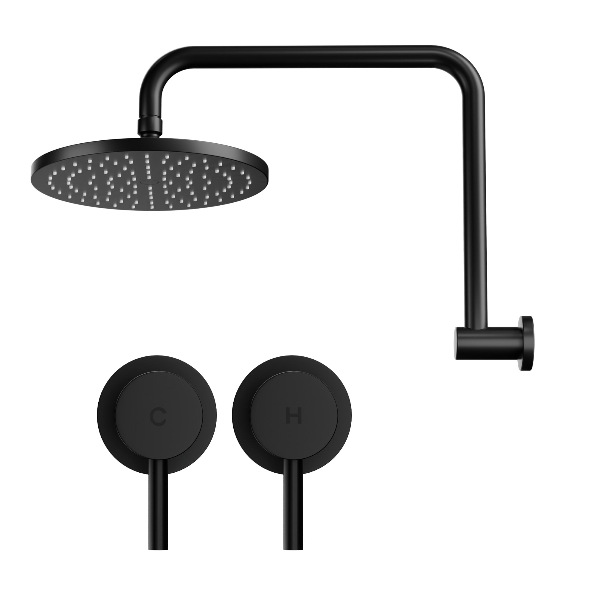 Cefito 9'' Rain Overhead Swivel Shower Head with Wall Twin Swivel Bathroom Tap