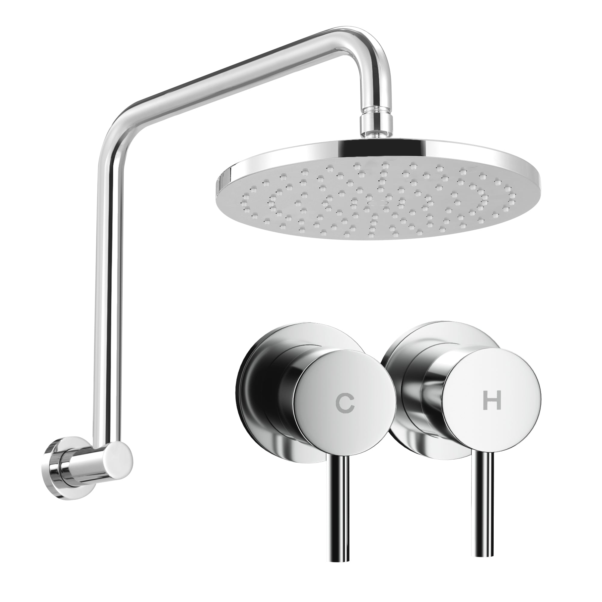 Cefito 9'' Rain Overhead Swivel Shower Head with Wall Twin Swivel Bathroom Tap