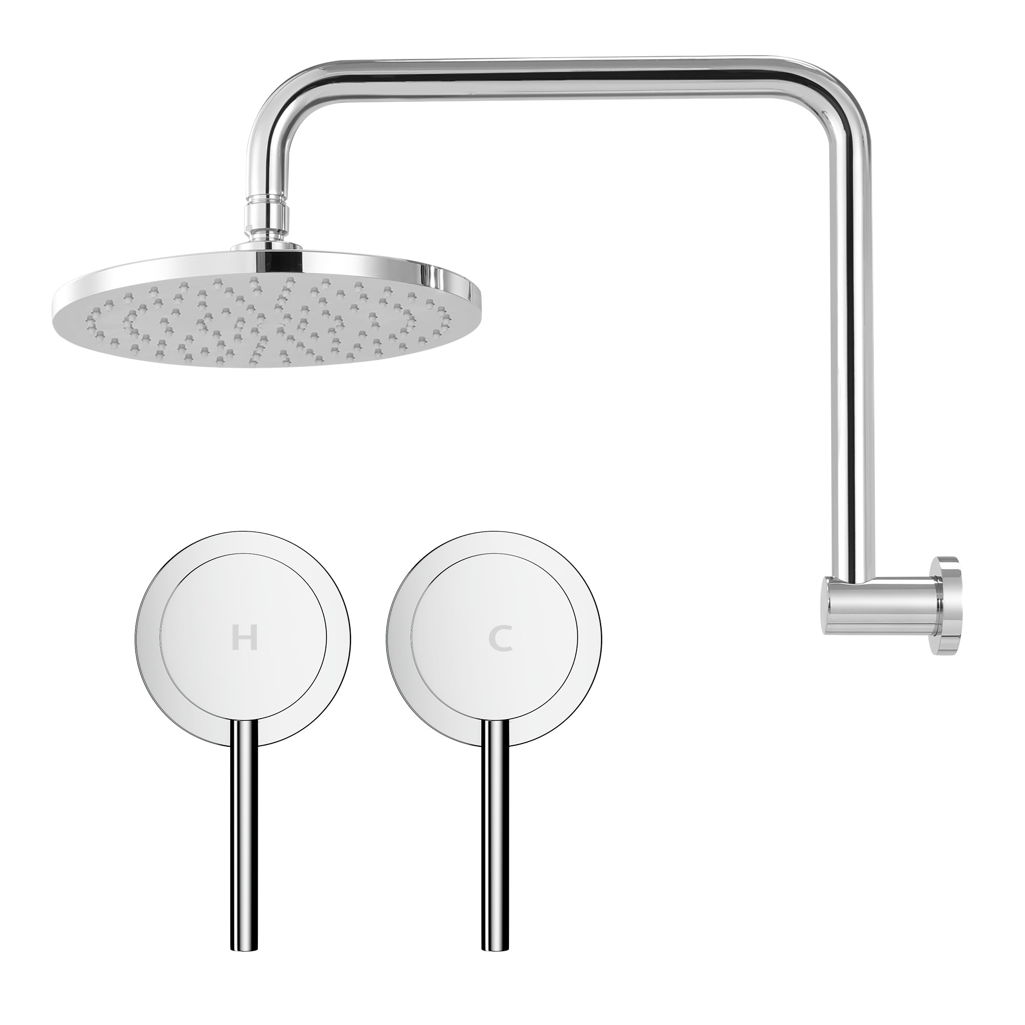 Cefito 9'' Rain Overhead Swivel Shower Head with Wall Twin Swivel Bathroom Tap