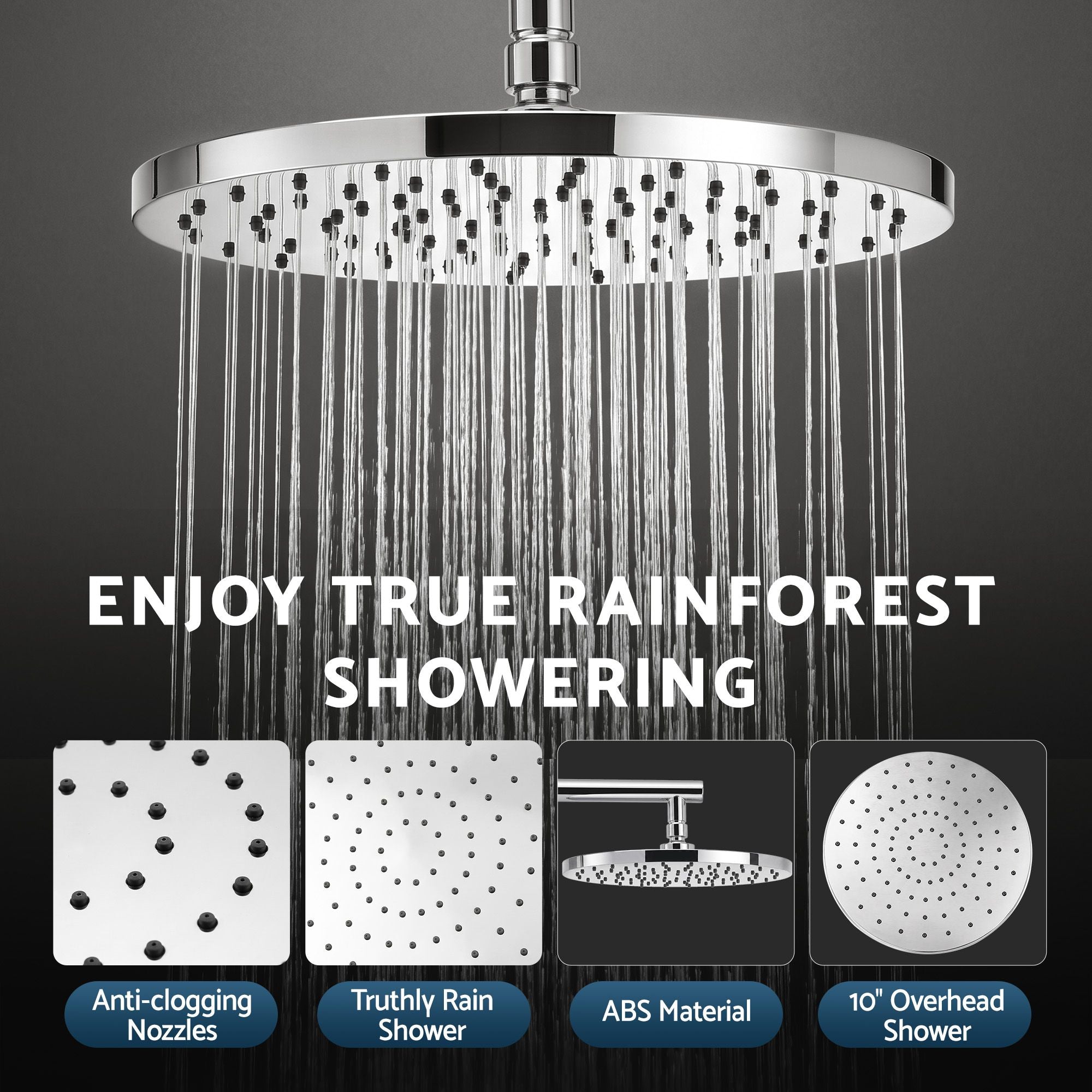 Cefito High-Pressure Shower Heads with Anti-burst 1.5m Hose & 304 S.S Rail