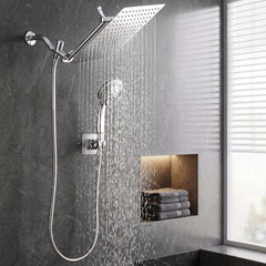 Cefito High-Pressure Rain Shower Head with Handheld, Gear-Lock Anti-Sag Arm for