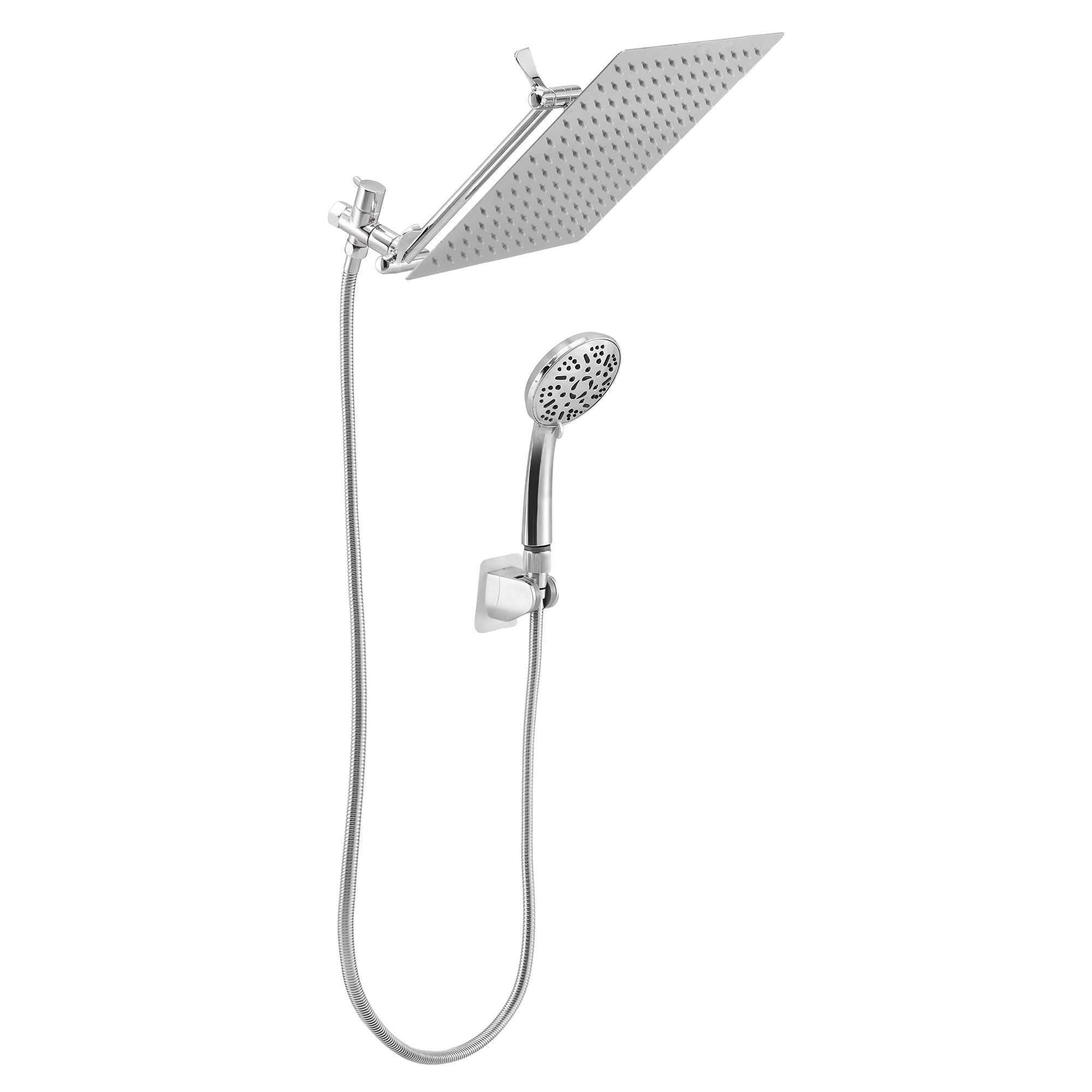 Cefito High-Pressure Rain Shower Head with Handheld, Gear-Lock Anti-Sag Arm for