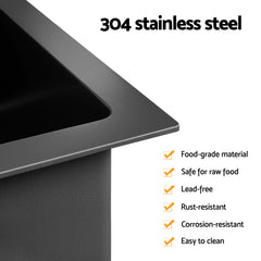 Cefito Stainless Steel Sink 44x44CM With Pull Out Mixer Tap Kitchen Basin Single