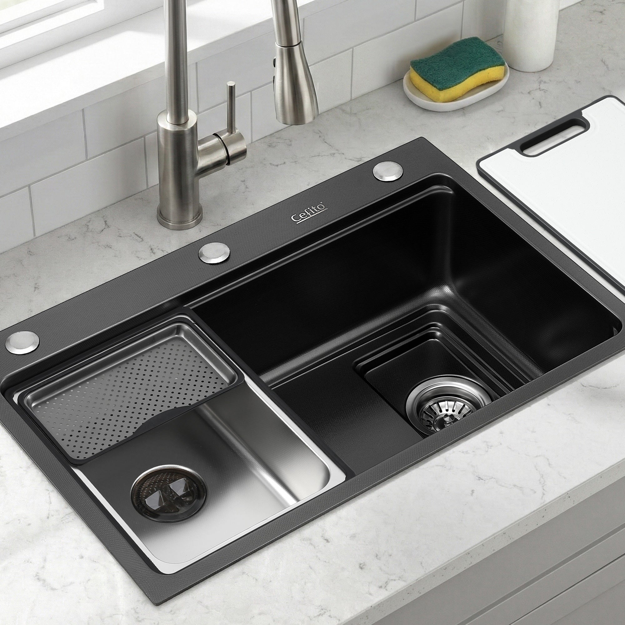 Cefito Kitchen Sink 304 Stainless Steel Bar Sink Millet Grain Water Basin Sink