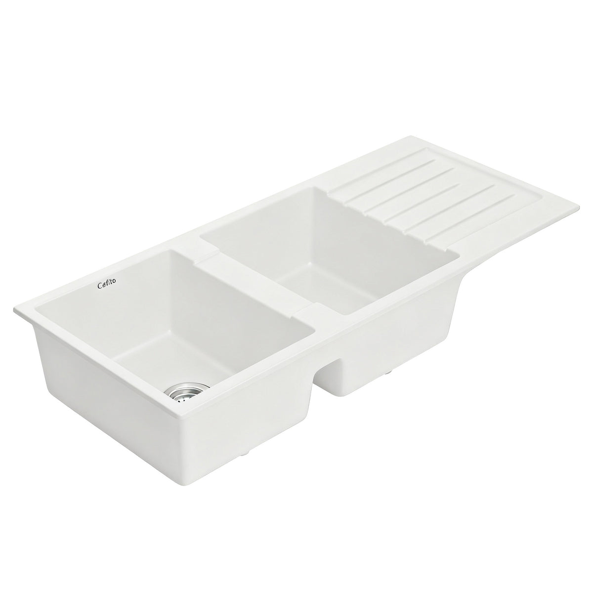 Cefito Kitchen Sink 116x50cm Granite Stone Sink Double Bowl White