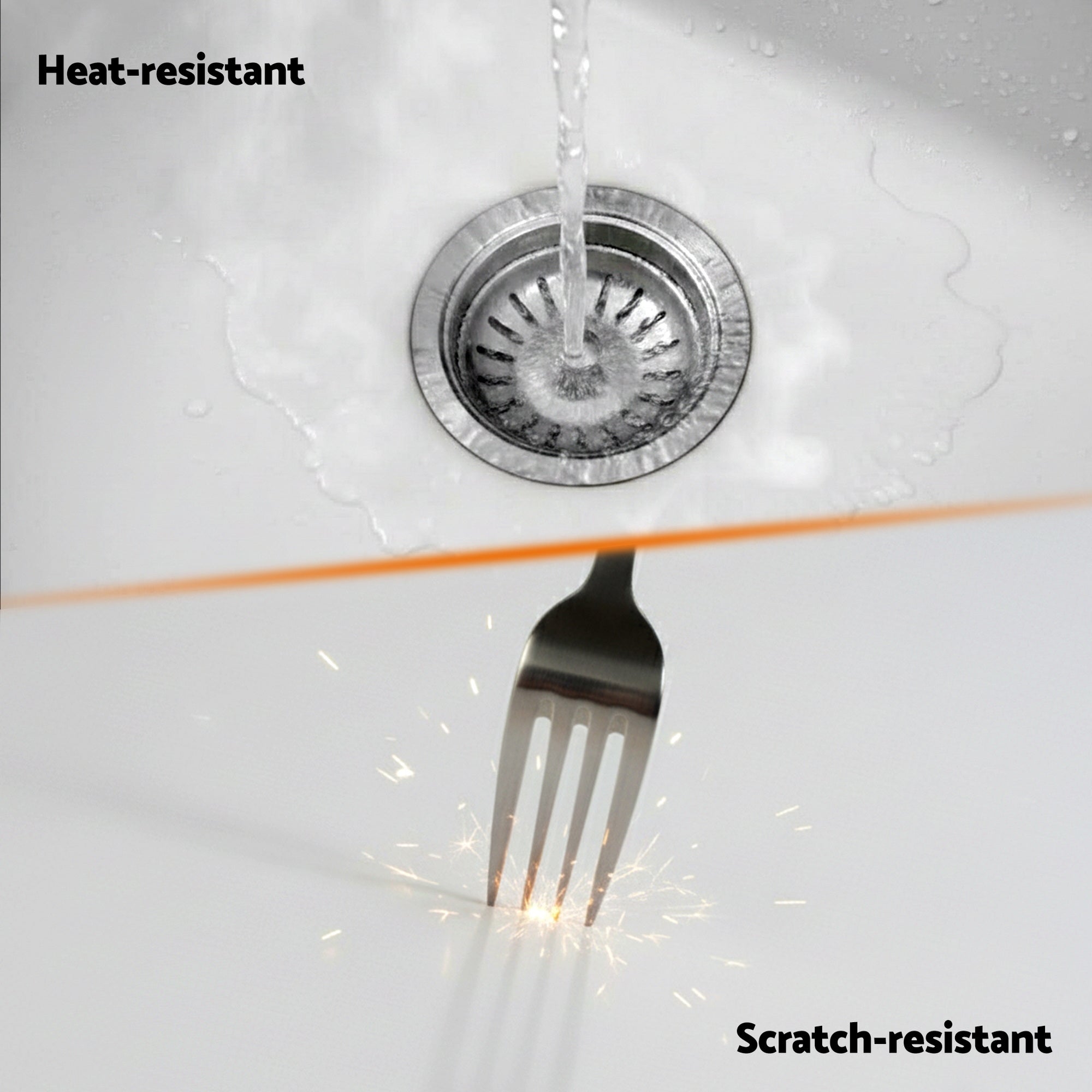 Cefito Kitchen Sink 77x45cm Granite Stone Sink Double Bowl White