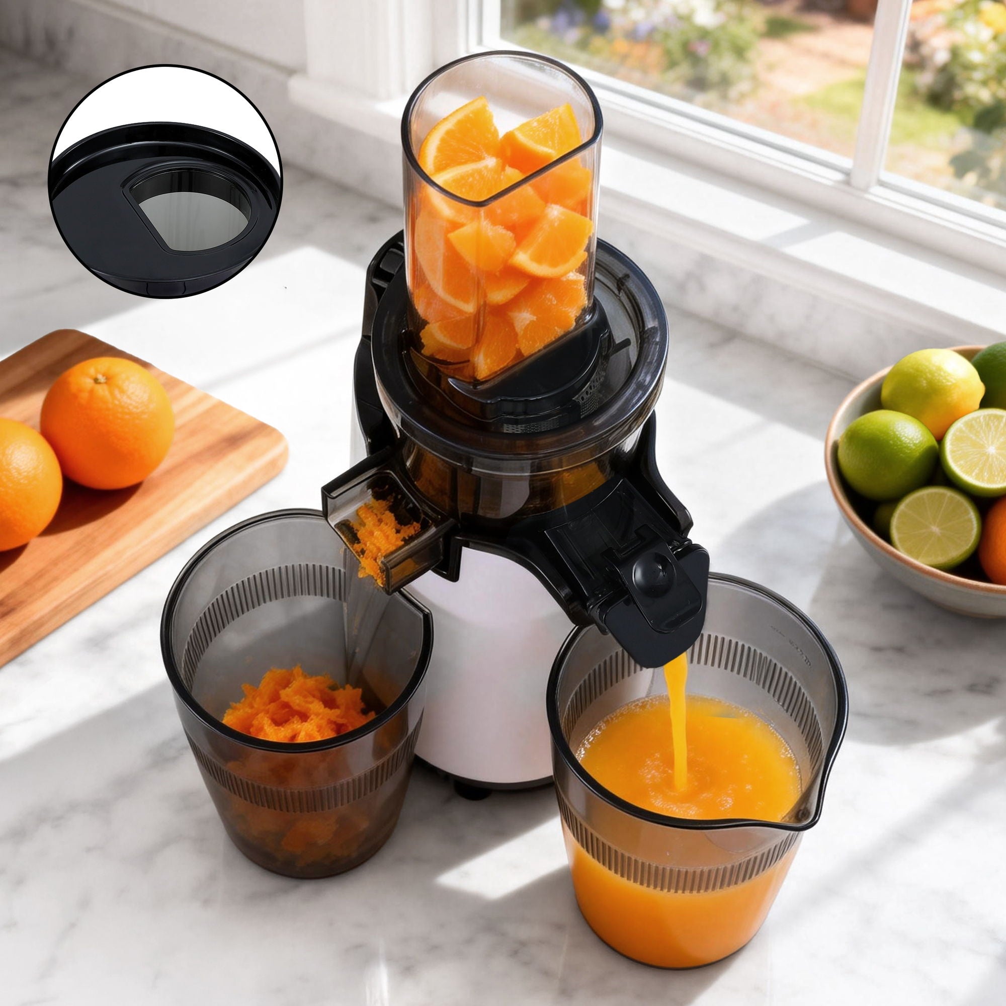 Devanti Slow Juicer Cold Press Fruit Juice Extractor 130W White - Free Delivery