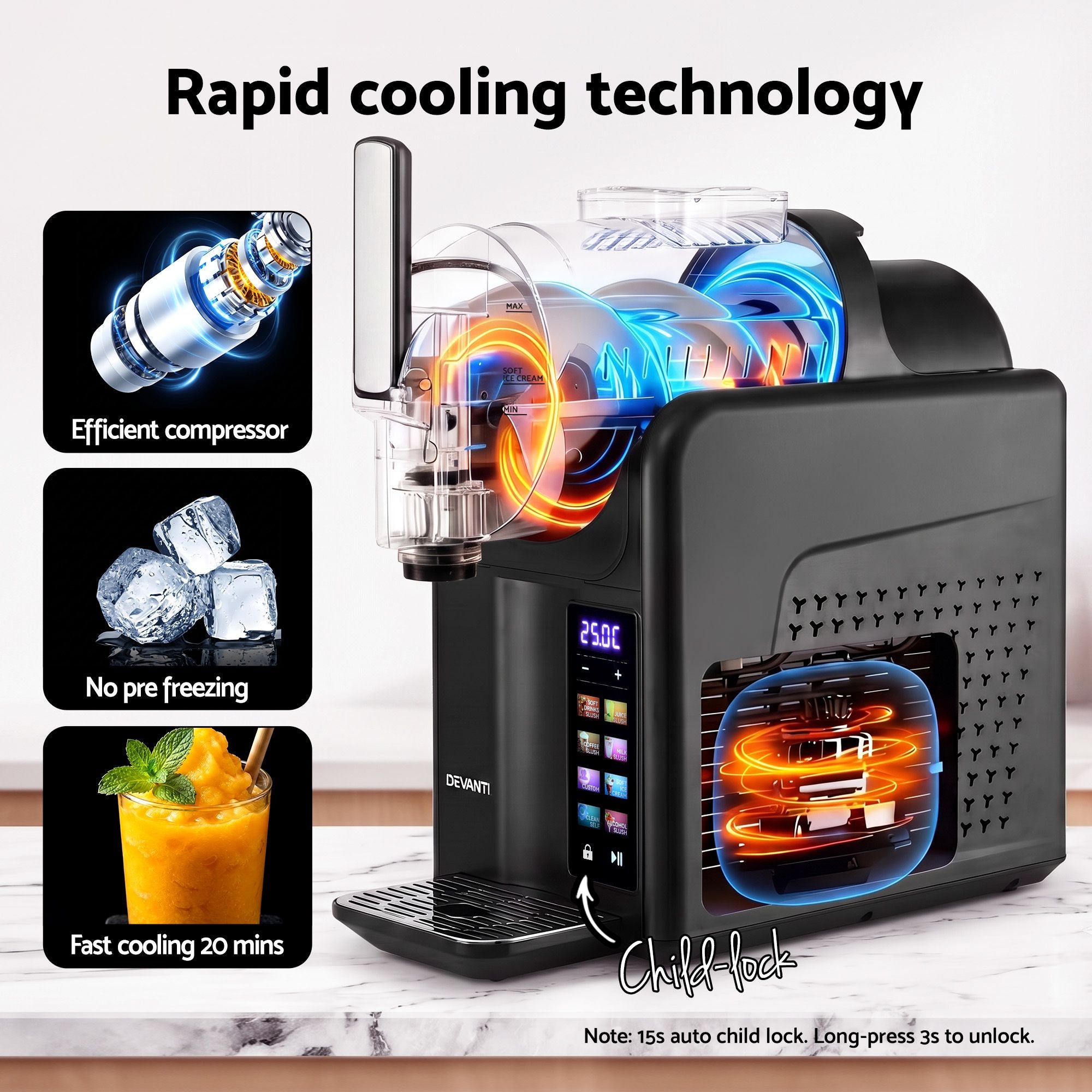 Devanti Slushie Machine 2L Frozen Drink Maker Ice Cream Cocktail Slush Maker