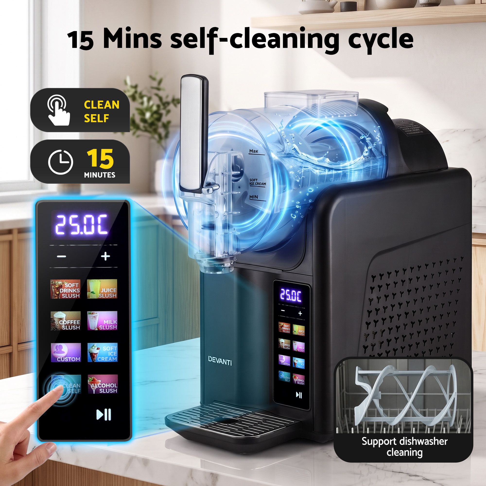 Devanti Slushie Machine 2L Frozen Drink Maker Ice Cream Cocktail Slush Maker