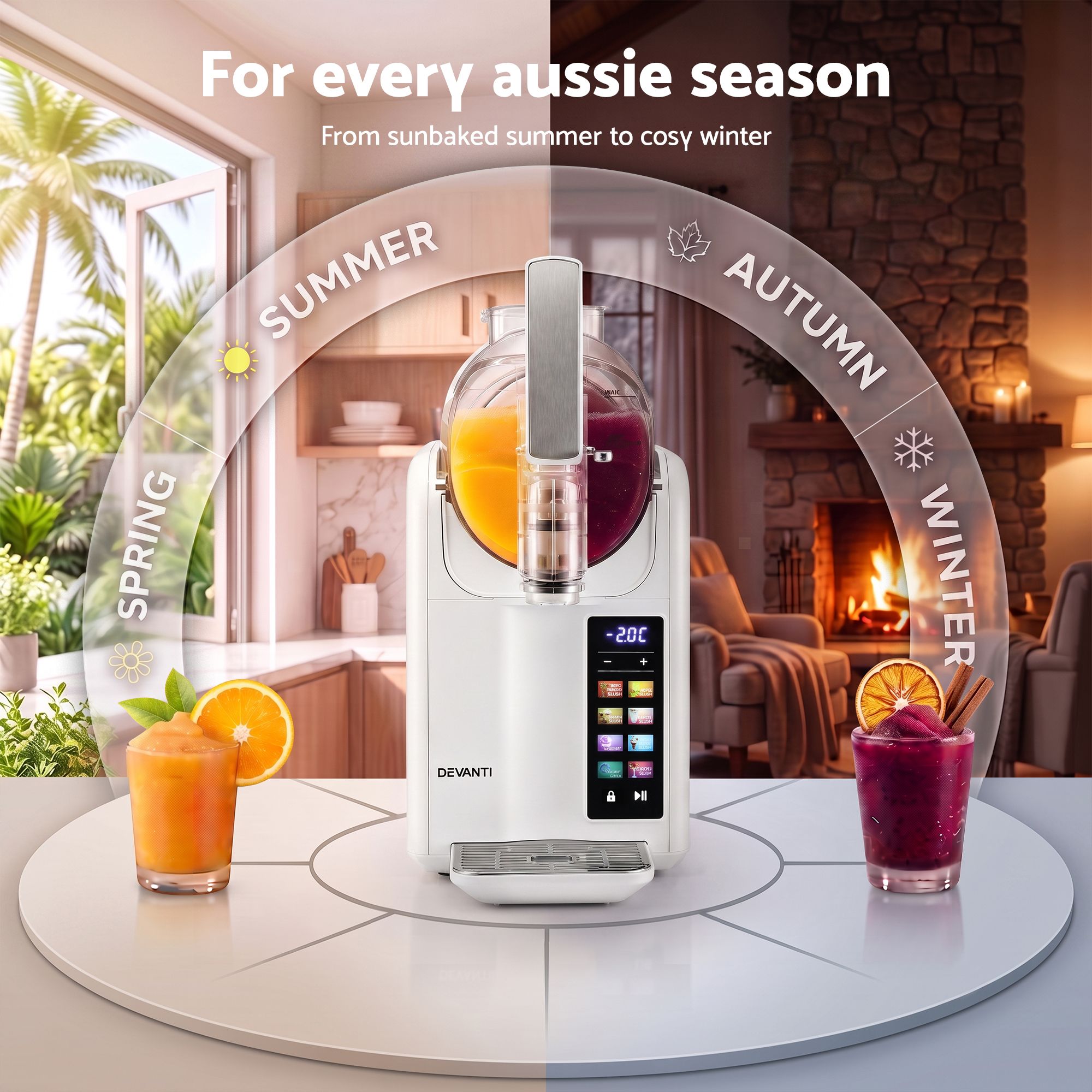 Devanti Slushie Machine 2L Frozen Drink Maker Ice Cream Cocktail Slush Maker