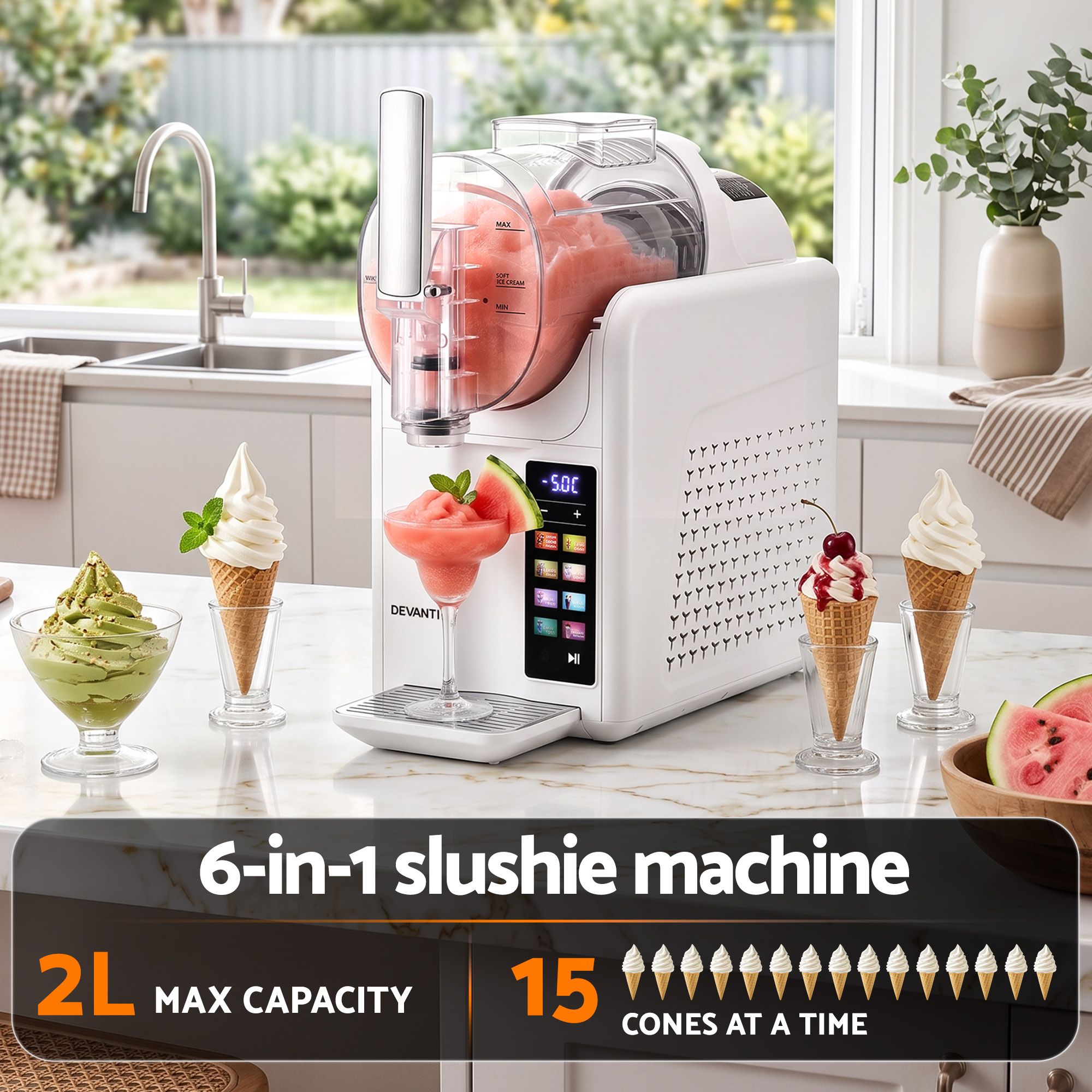 Devanti Slushie Machine 2L Frozen Drink Maker Ice Cream Cocktail Slush Maker