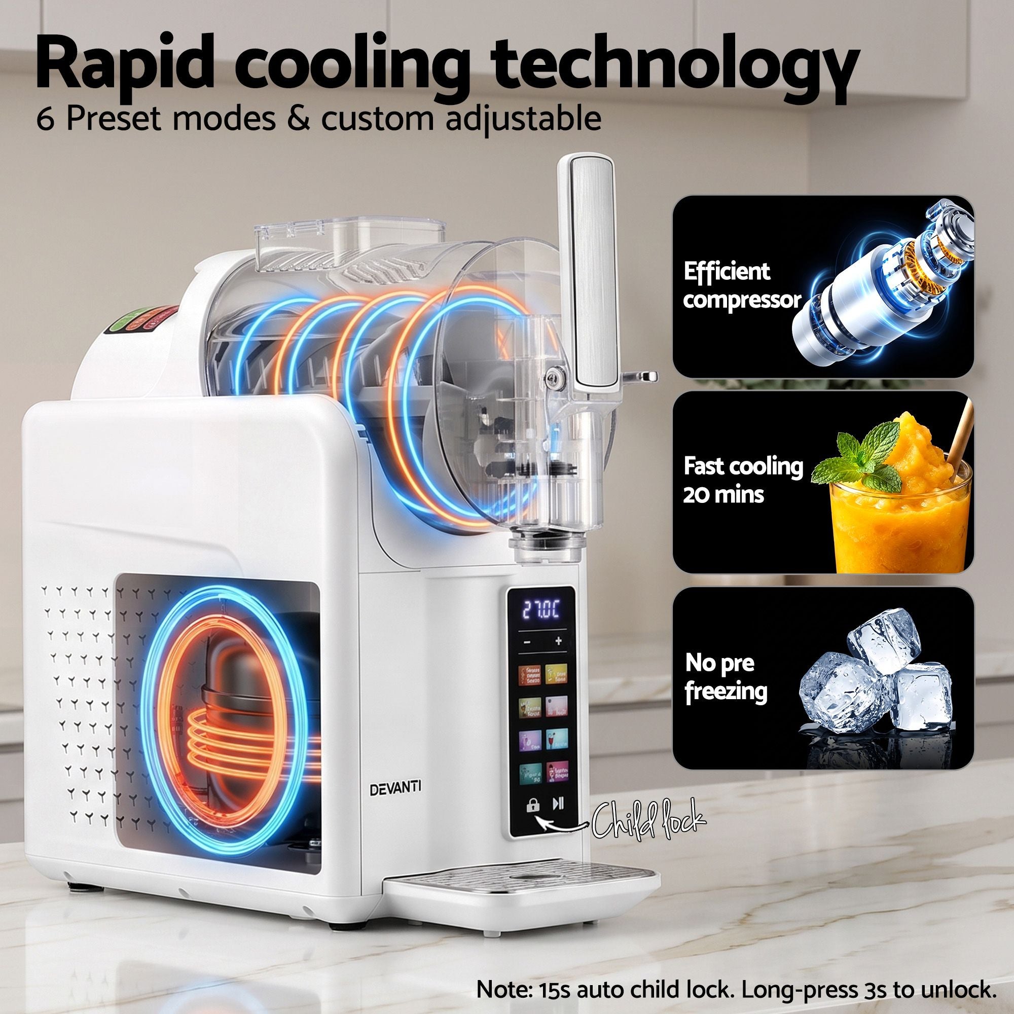 Devanti Slushie Machine 2L Frozen Drink Maker Ice Cream Cocktail Slush Maker