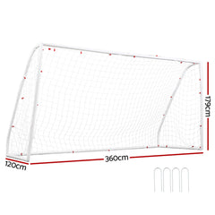 Everfit 12FT Soccer Football Goal Net UPVC Frame with PE Mesh Weatherproof Portable Goals for Backyard Training Competitive Play