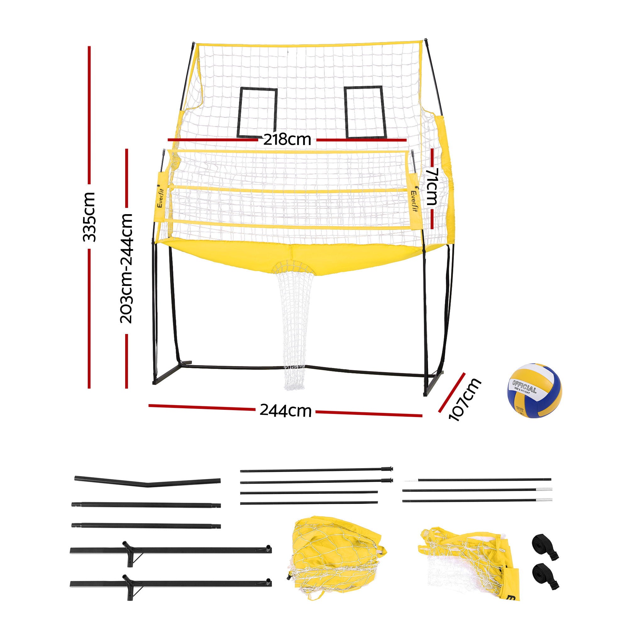 Everfit 8ft Volleyball Net -standing Adjustable Height Portable with Ball and Bag