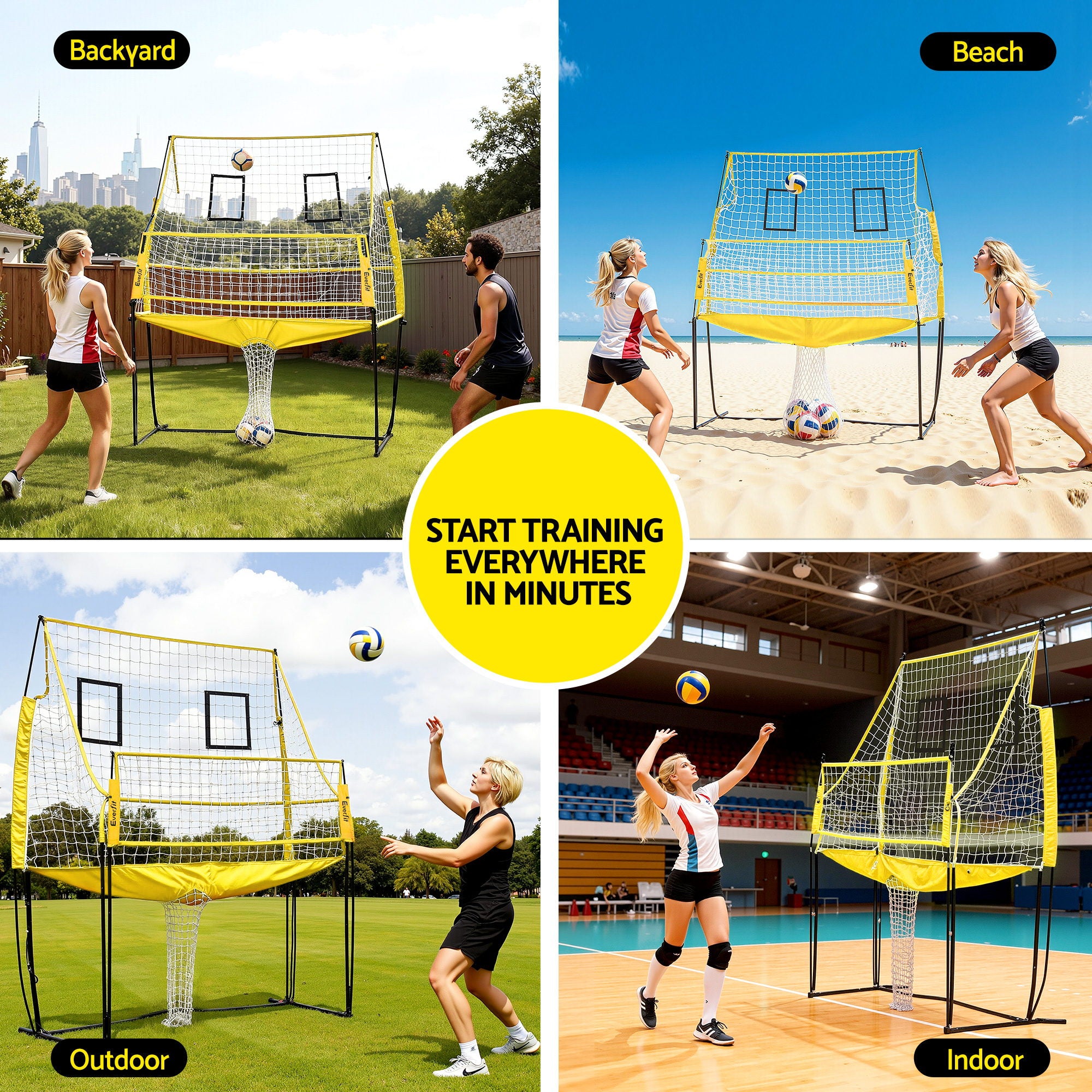 Everfit 8ft Volleyball Net -standing Adjustable Height Portable with Ball and Bag