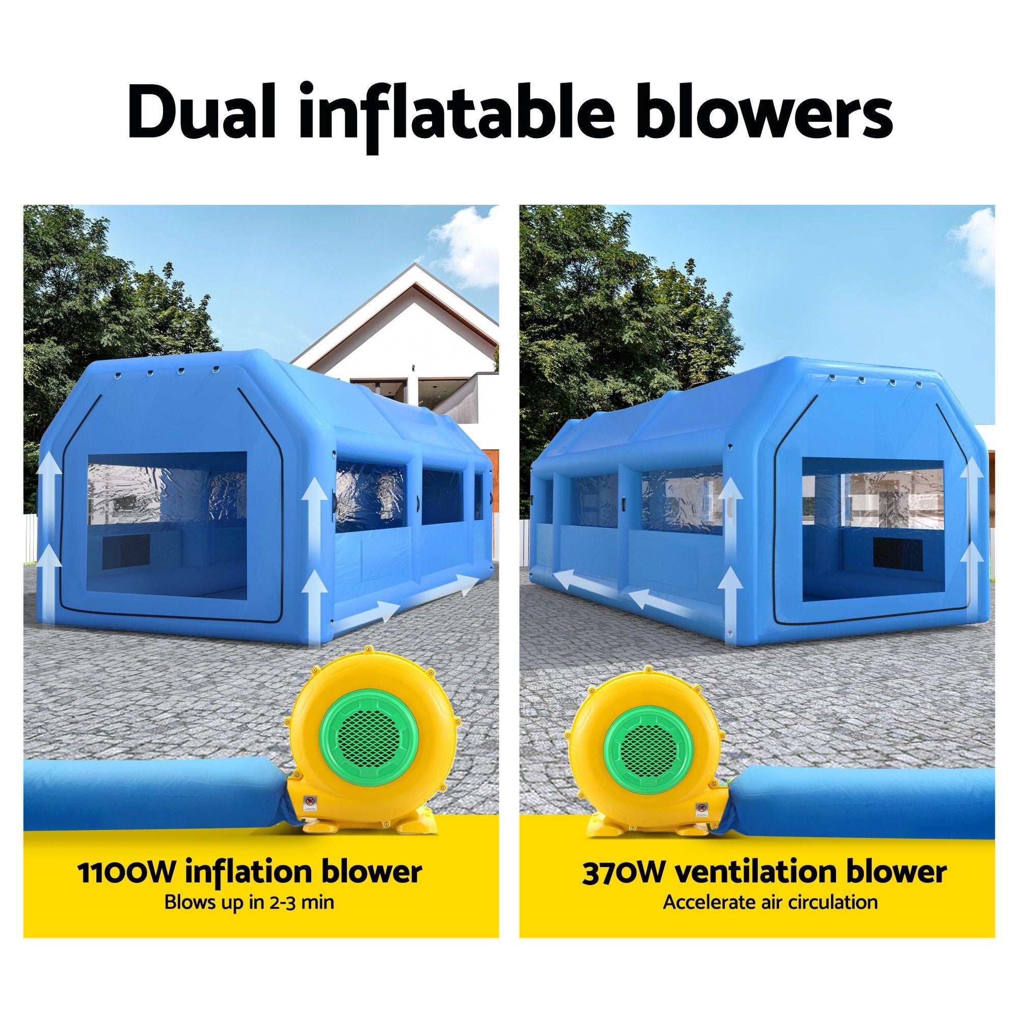 Giantz Inflatable Spray Booth Car Paint Tent 1000X500X350cm 2 Blowers Filter