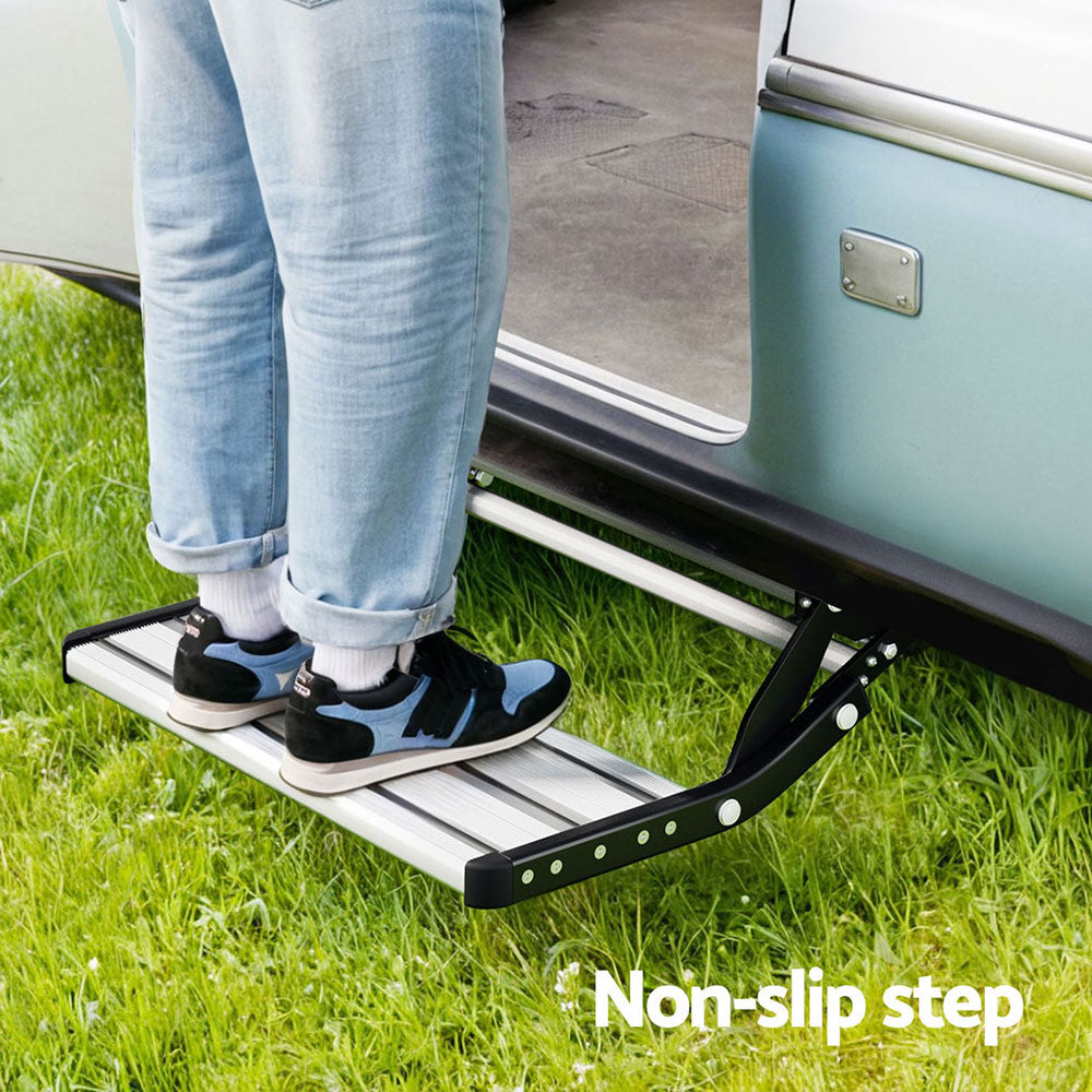 Weisshorn Manual Pull Out Caravan Step Folding RV Entry Stair 200KG Capacity