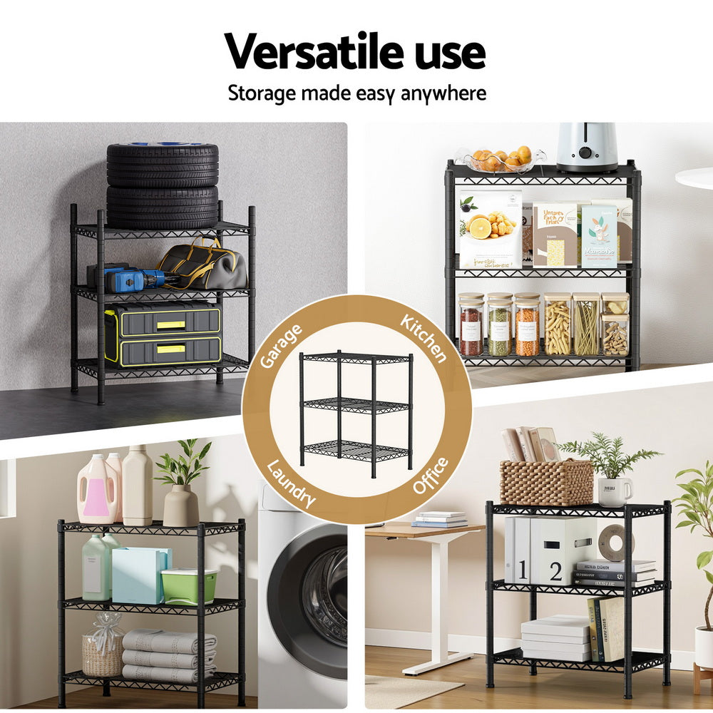 Artiss 3-Tier Shelving Unit Adjustable Garage Storage Shelves Kitchen Rack Steel - Free Delivery