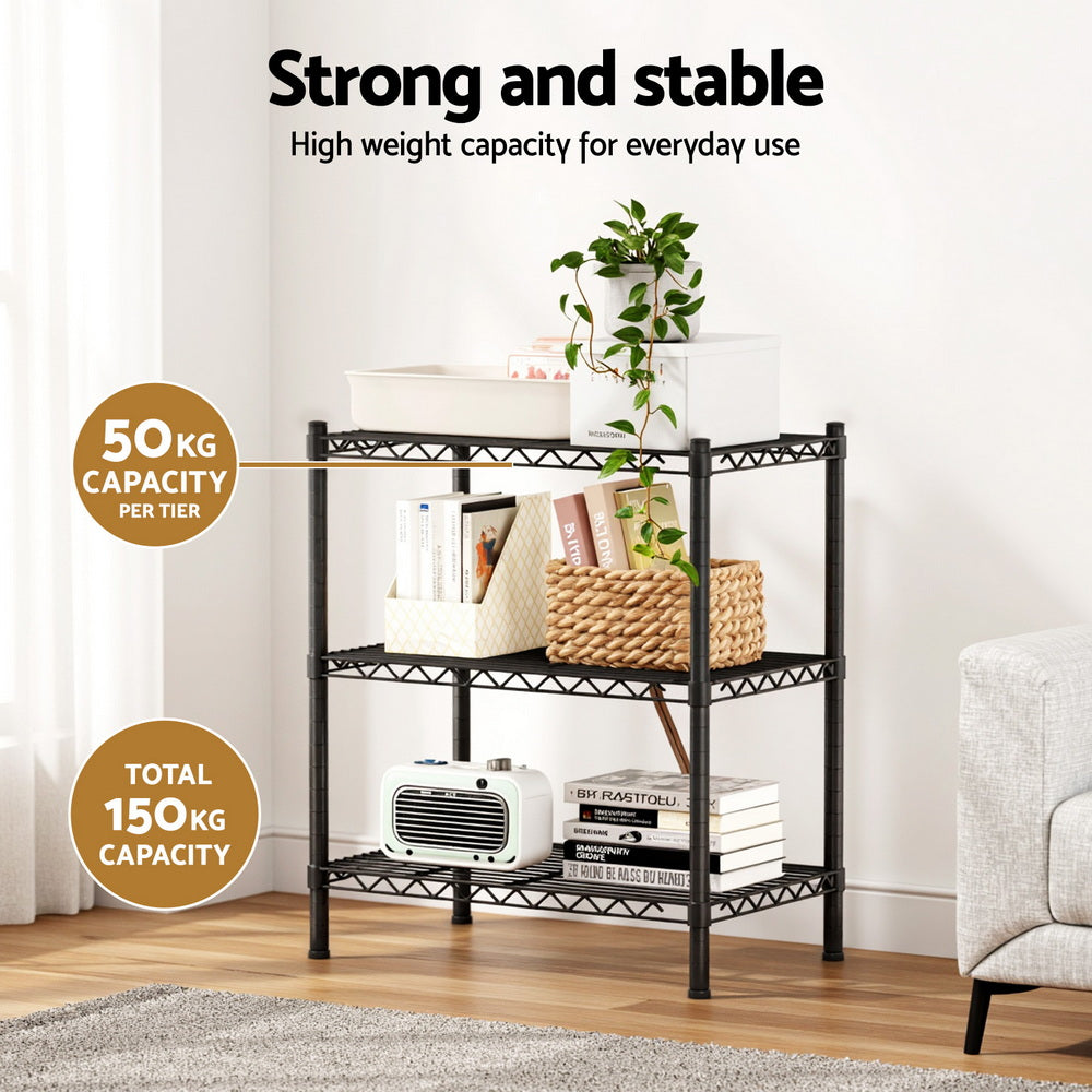 Artiss 3-Tier Shelving Unit Adjustable Garage Storage Shelves Kitchen Rack Steel - Free Delivery